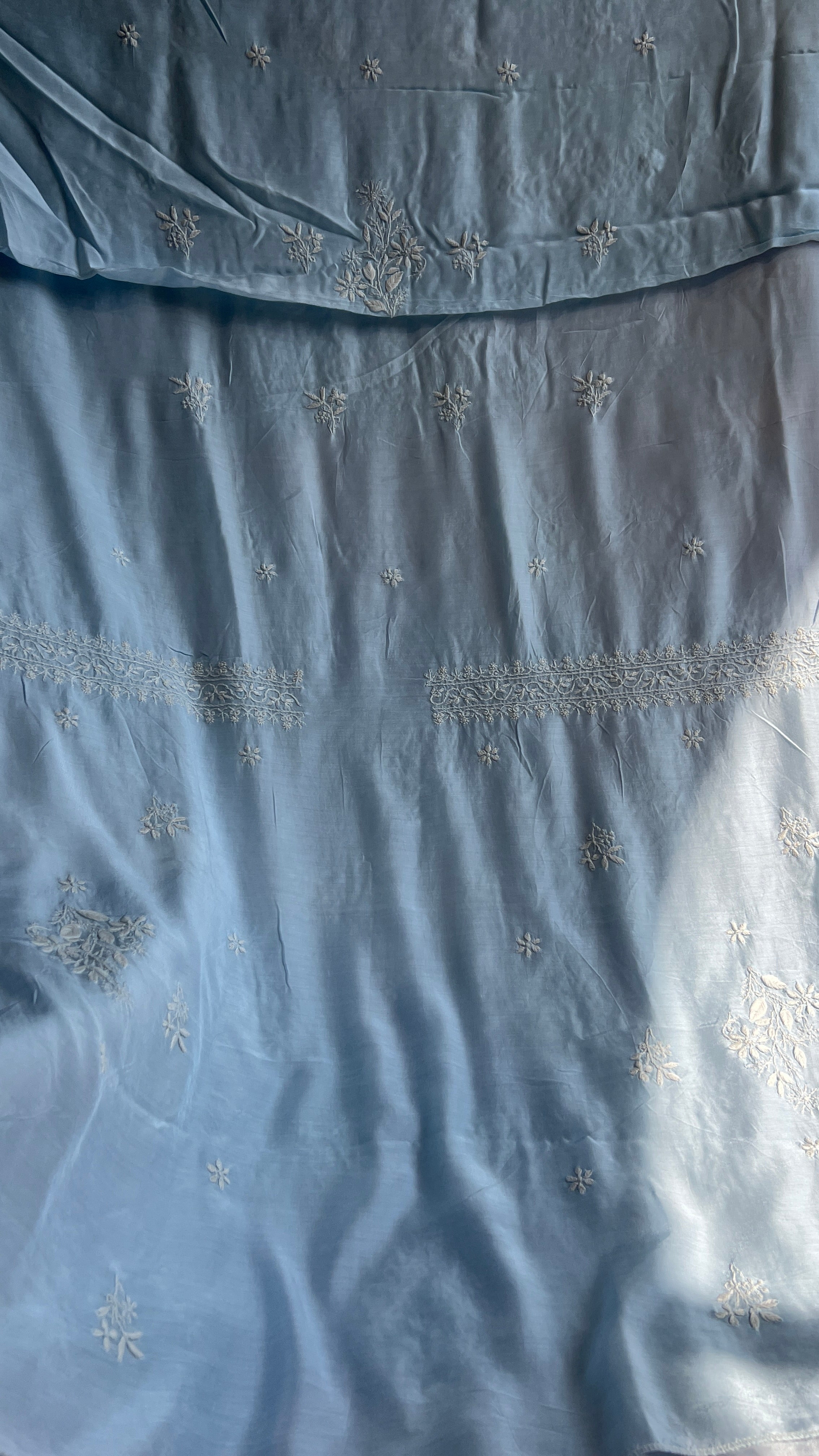 Pure Muslin kurti Length unstitched - Blue