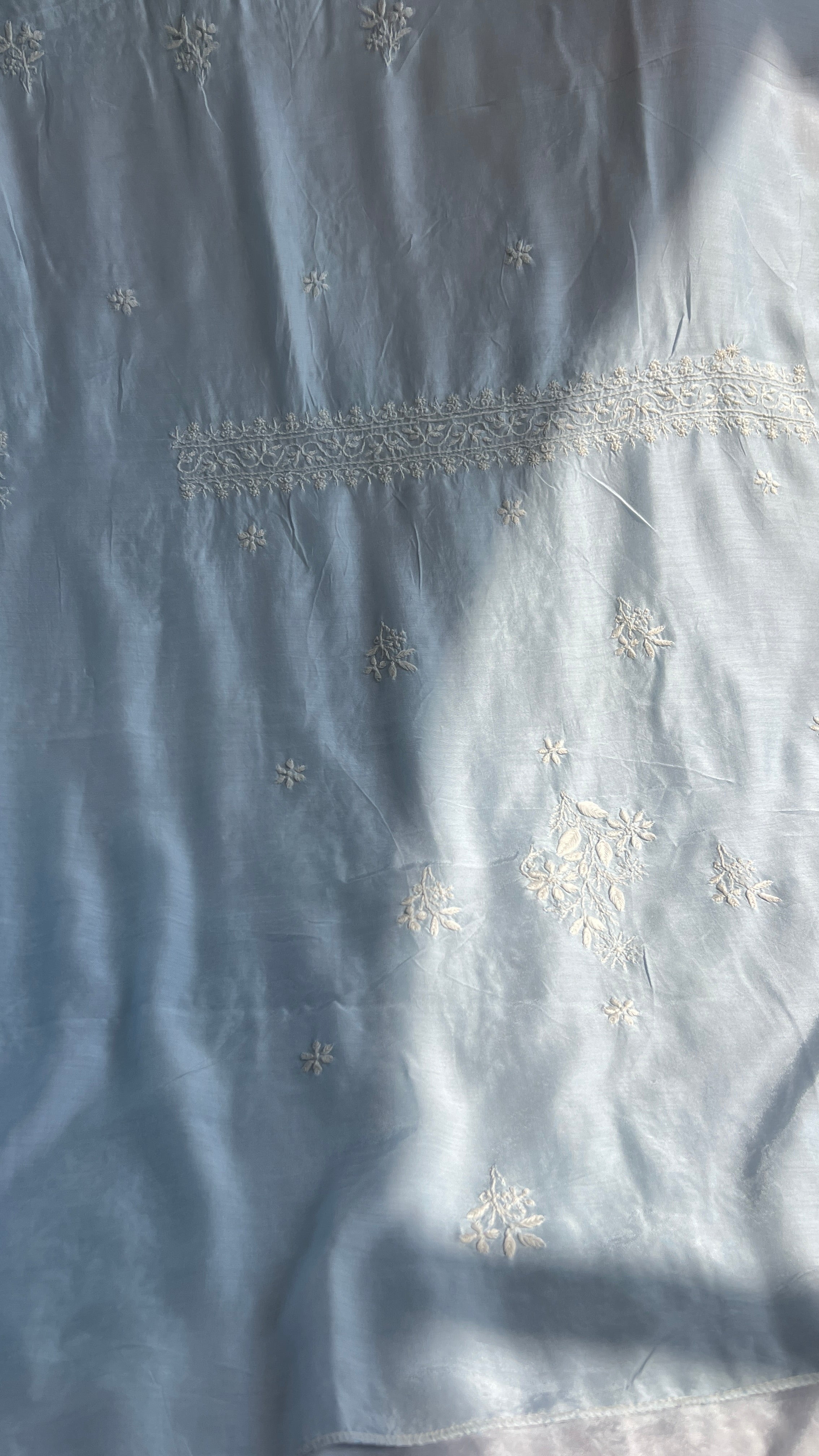 Pure Muslin kurti Length unstitched - Blue