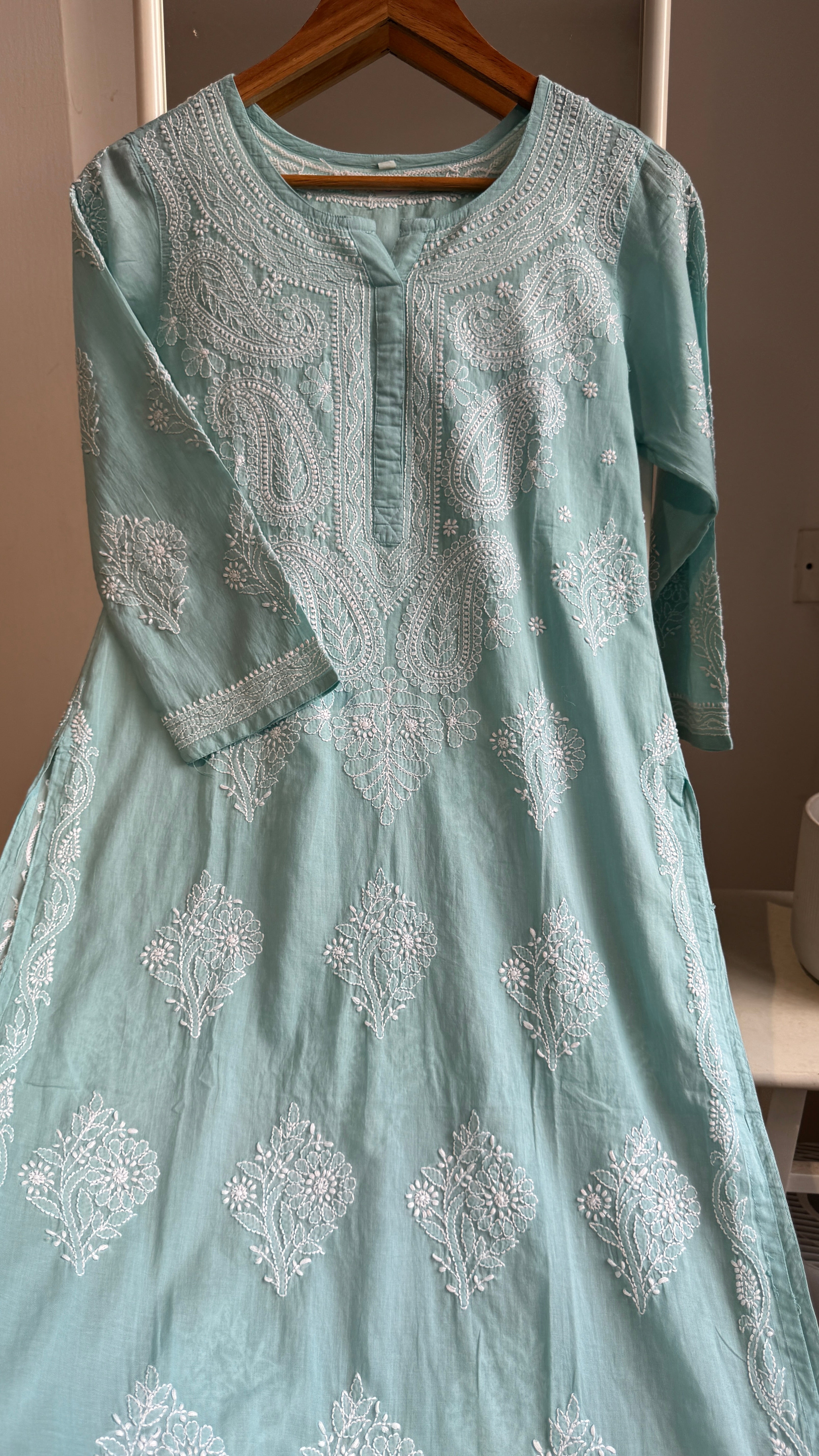 Mul Cotton Tiffiny Chikankari Kurti - Saaz Collection