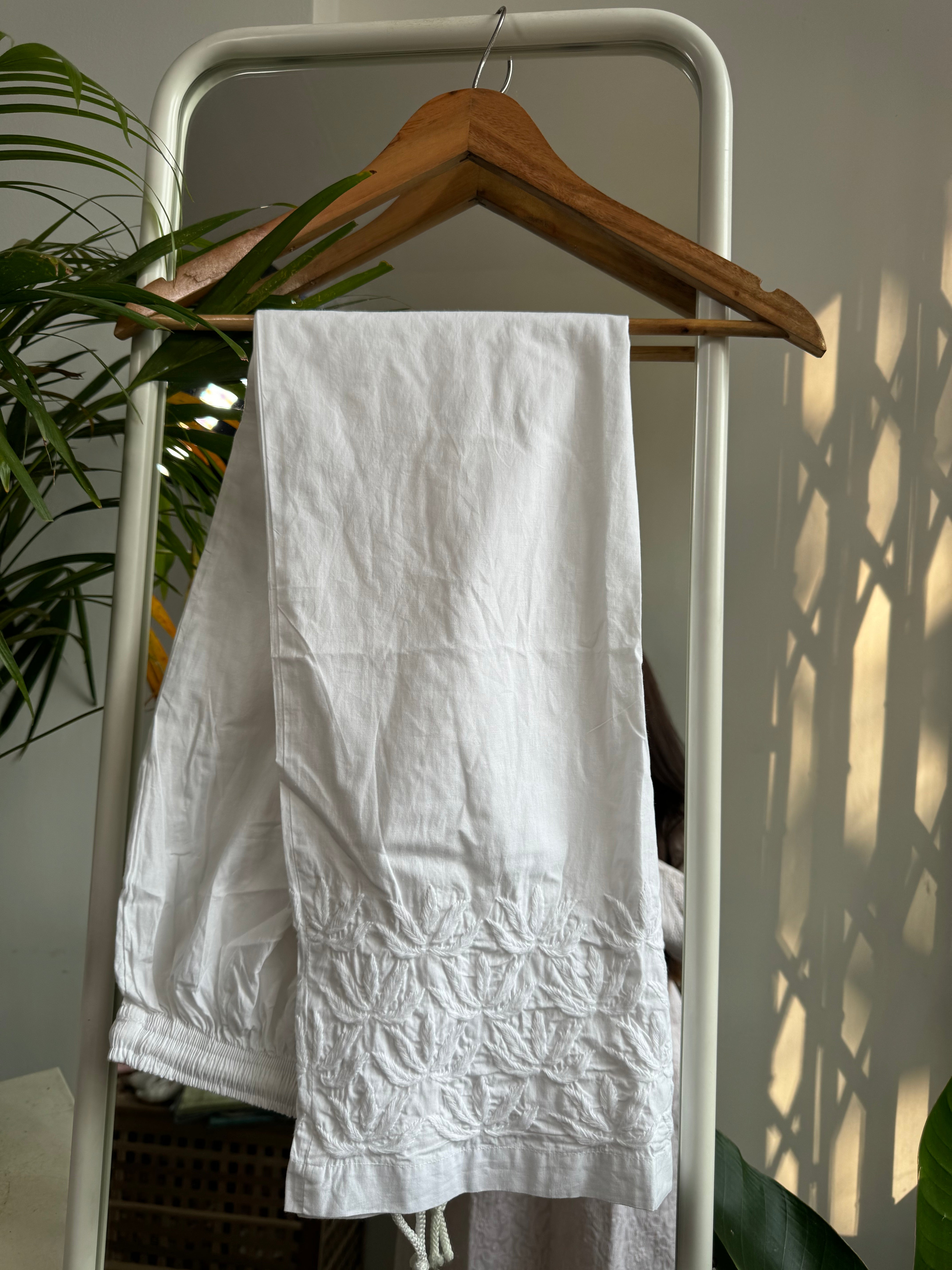 Chikankari Pants - White ARIAA CHIKANKARI 