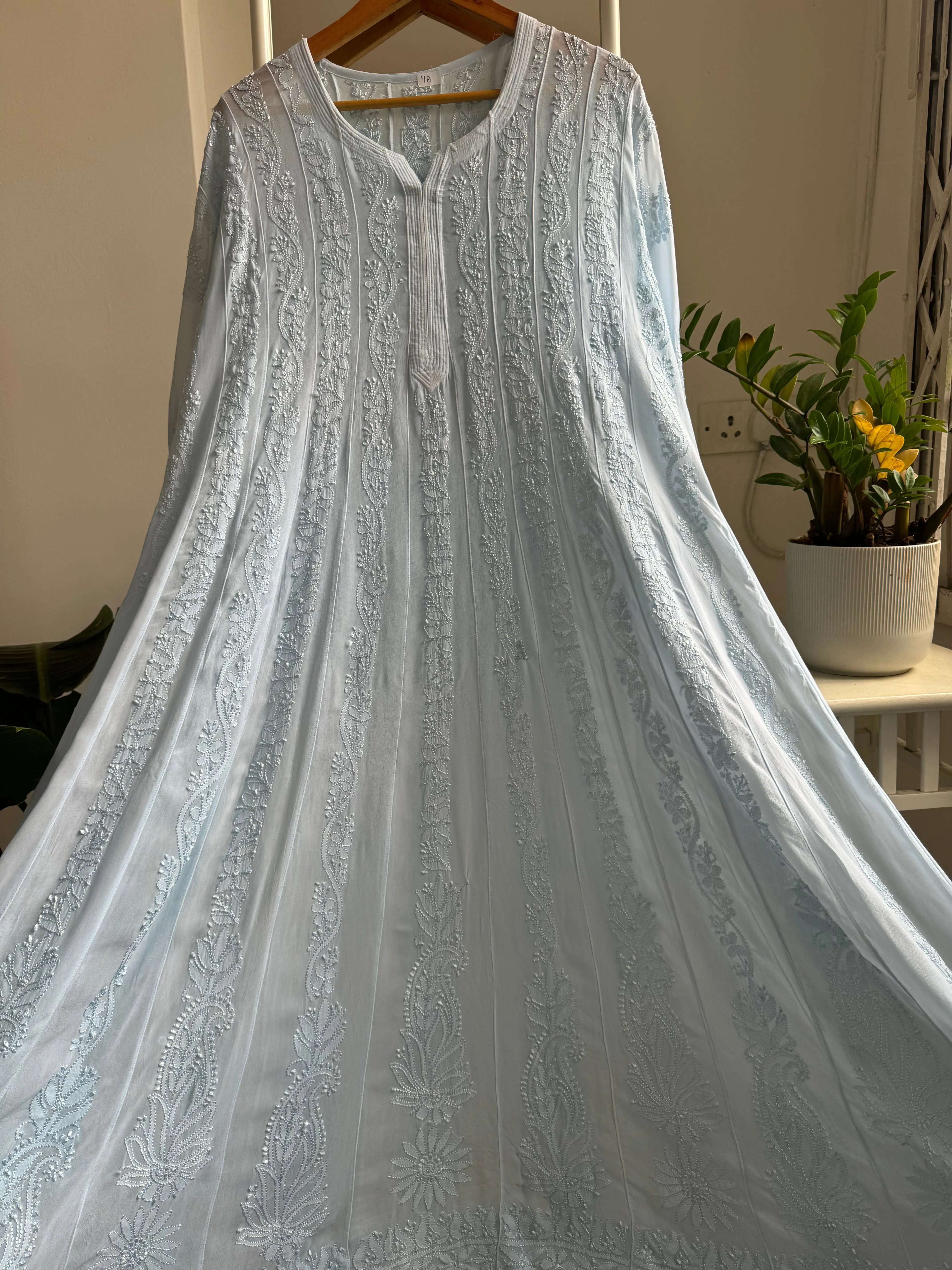 Viscose Chikankari Anarkali - Baby Blue ARIAA CHIKANKARI 