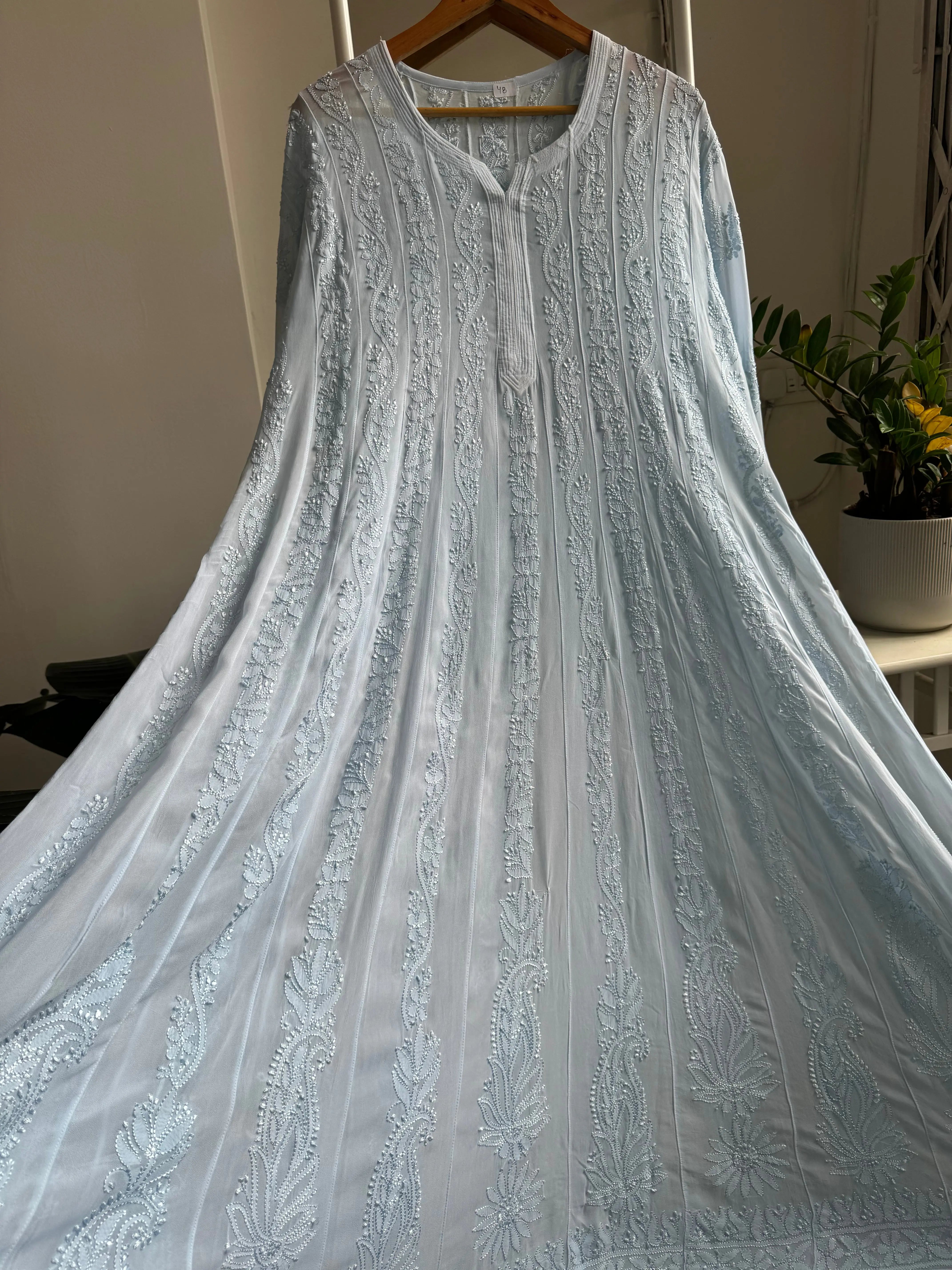 Viscose Chikankari Anarkali - Baby Blue ARIAA CHIKANKARI 