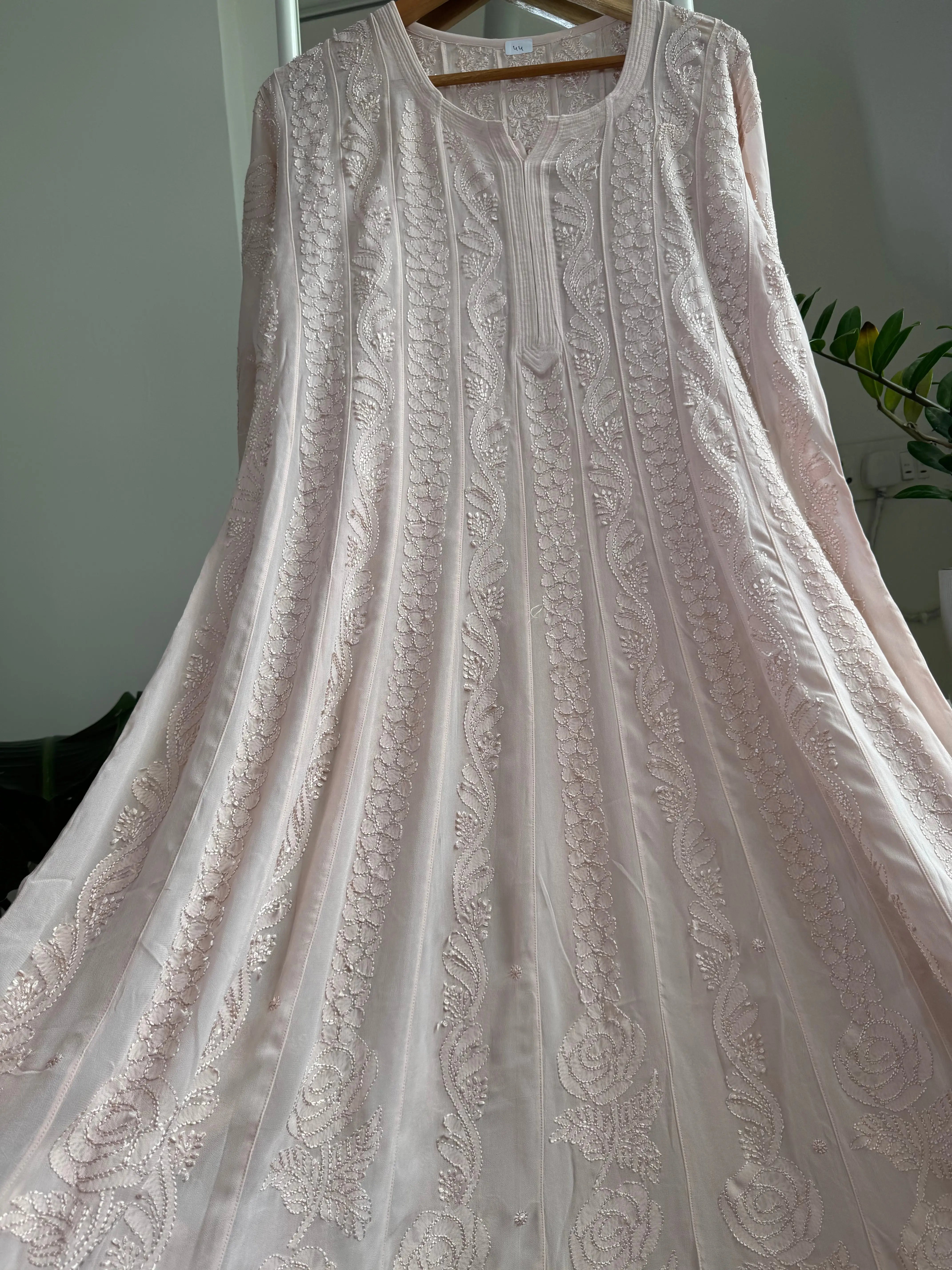 Viscose Chikankari Anarkali - Pale Pink ARIAA CHIKANKARI 