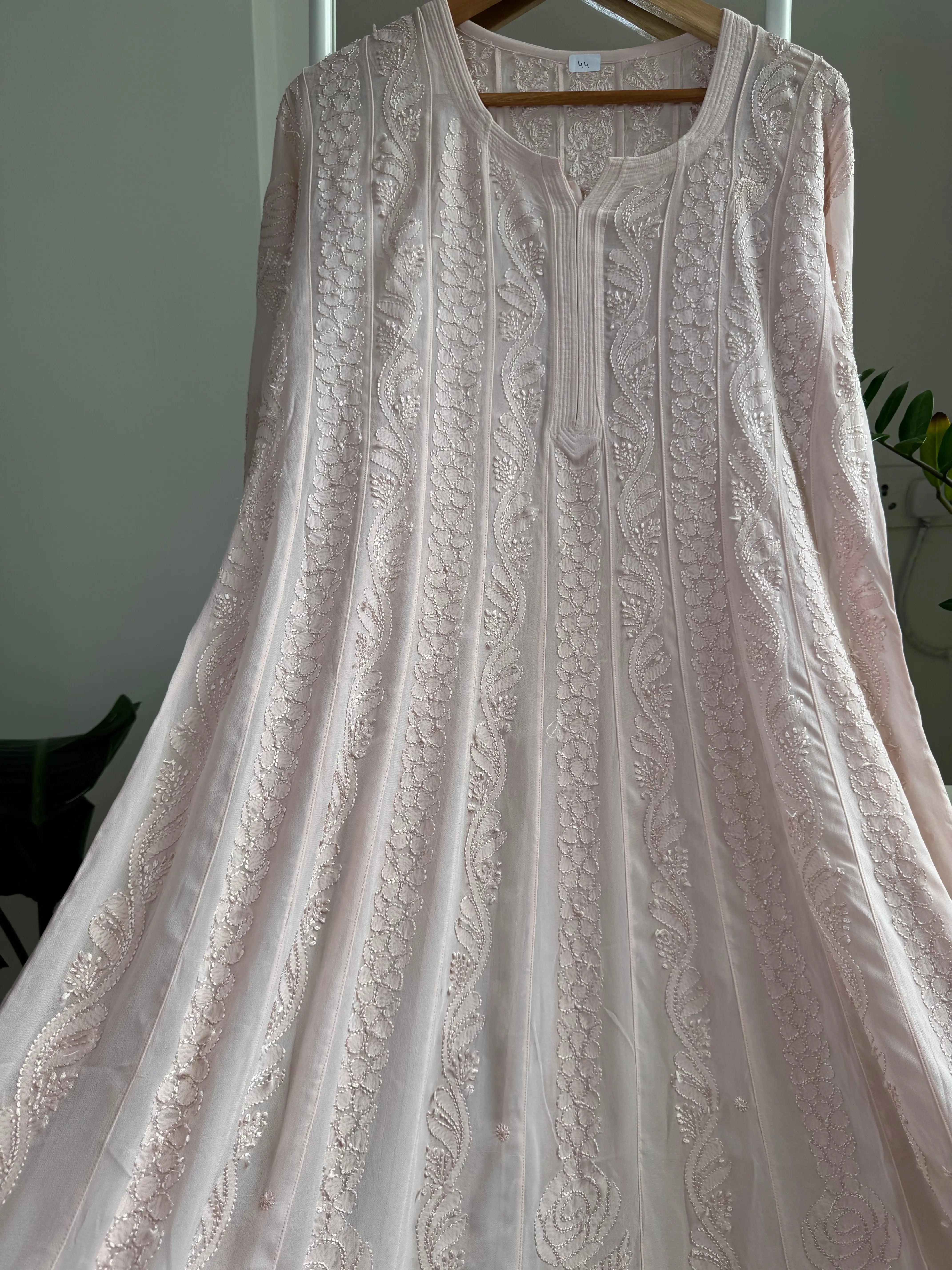 Viscose Chikankari Anarkali - Pale Pink ARIAA CHIKANKARI 