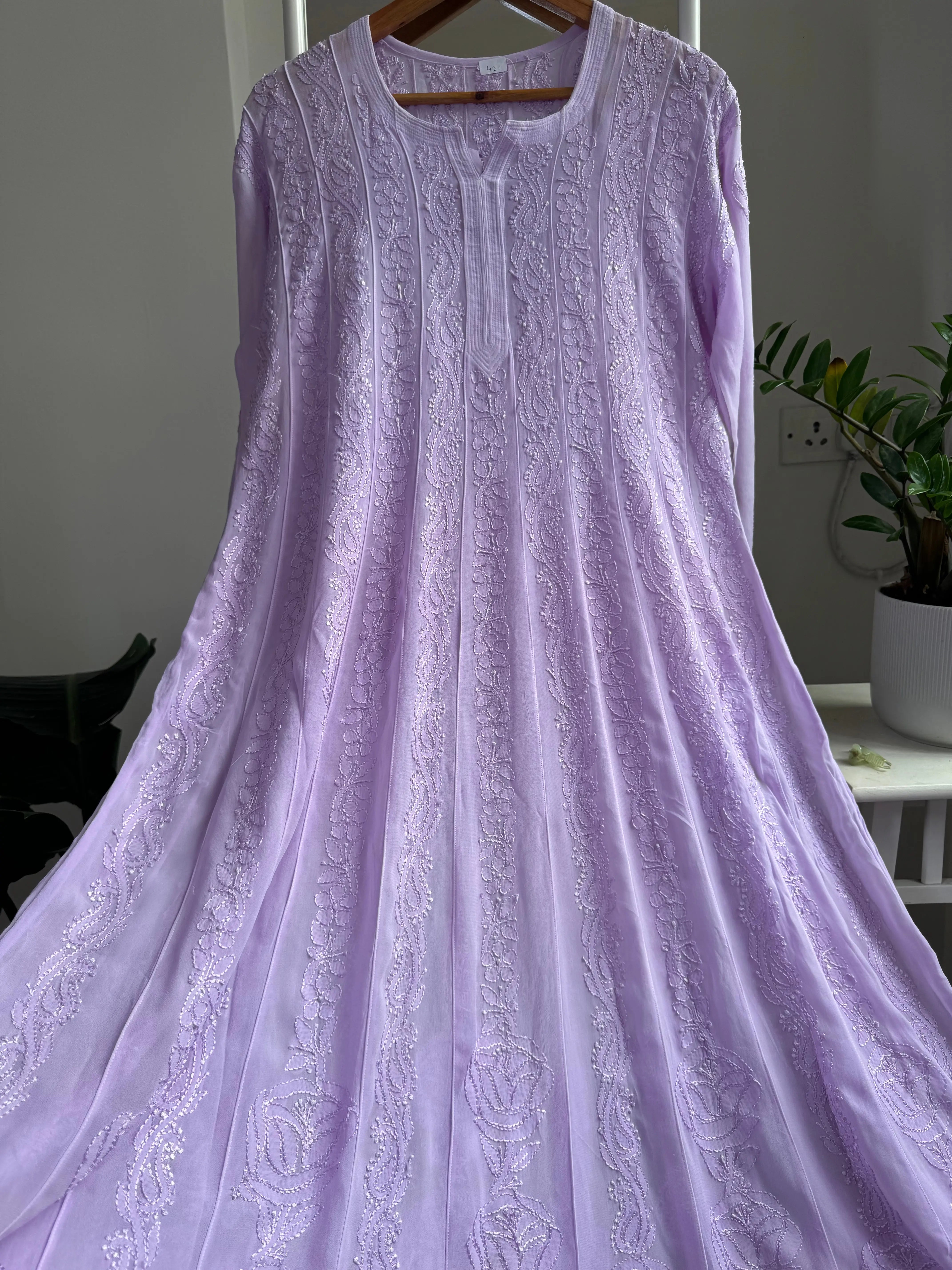 Viscose Chikankari Anarkali - Lavander ARIAA CHIKANKARI 