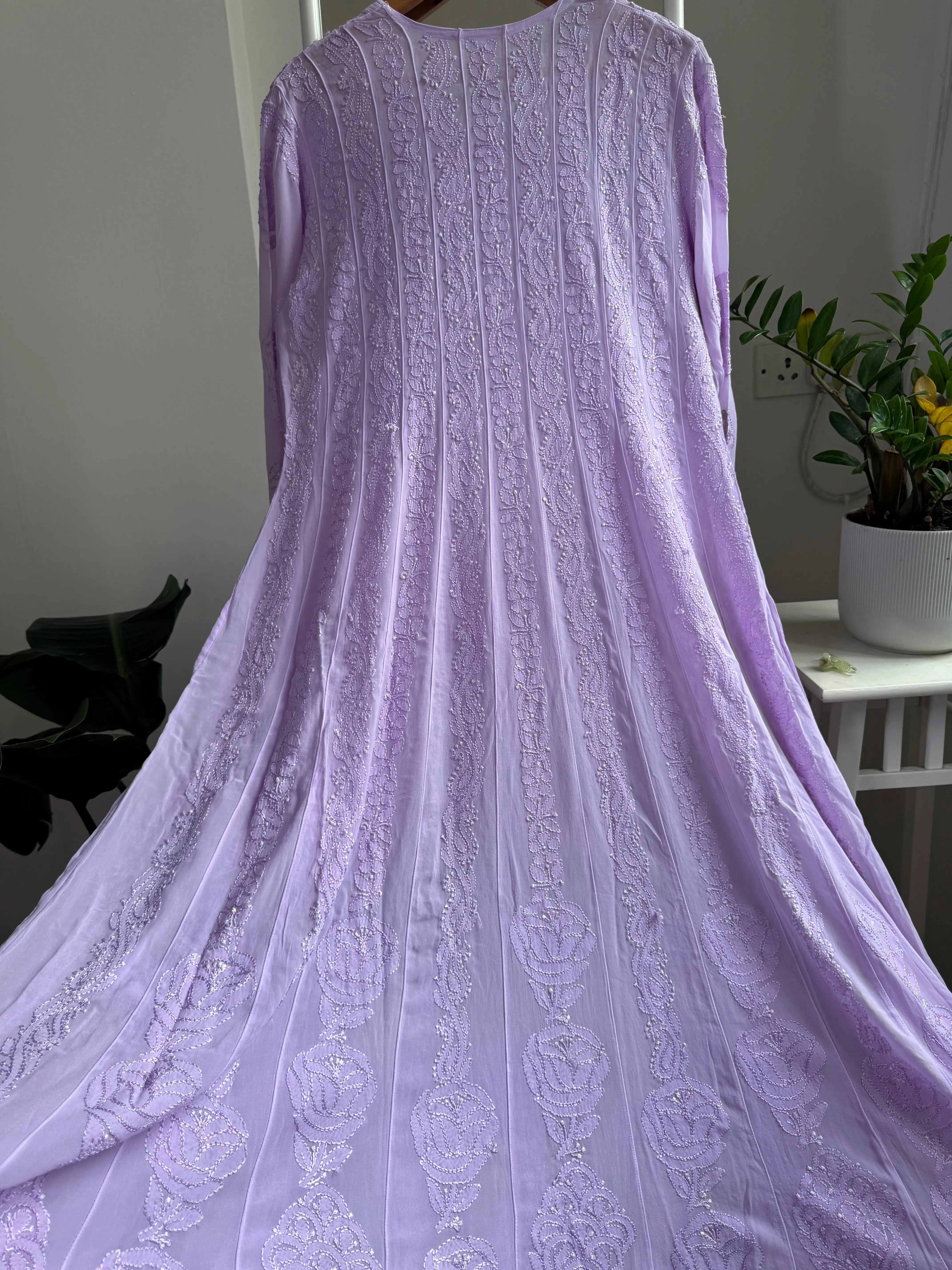 Viscose Chikankari Anarkali - Lavander ARIAA CHIKANKARI 