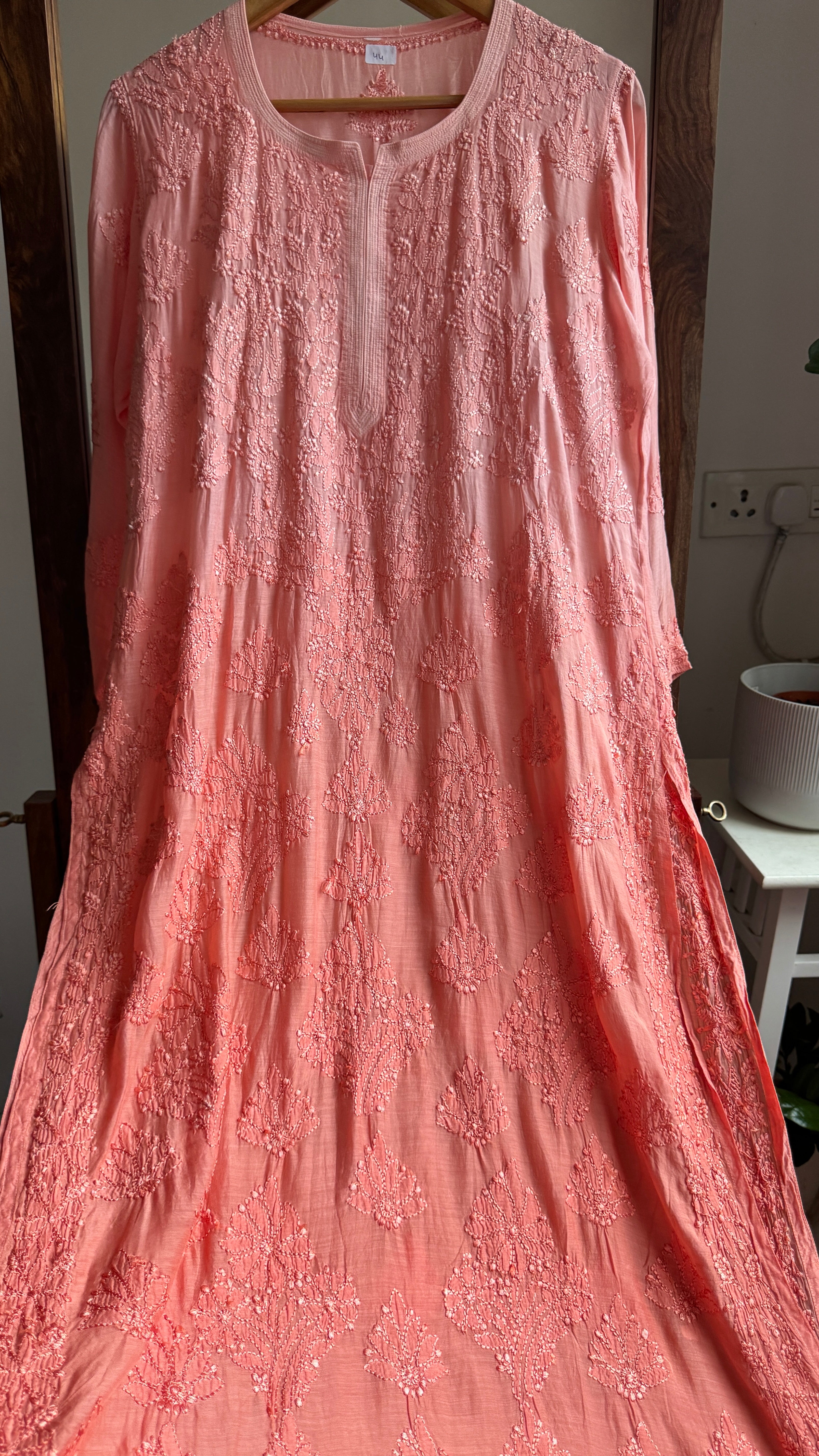 Muslin Chikankari Kurti - Peach Ombre - BERRY Collection