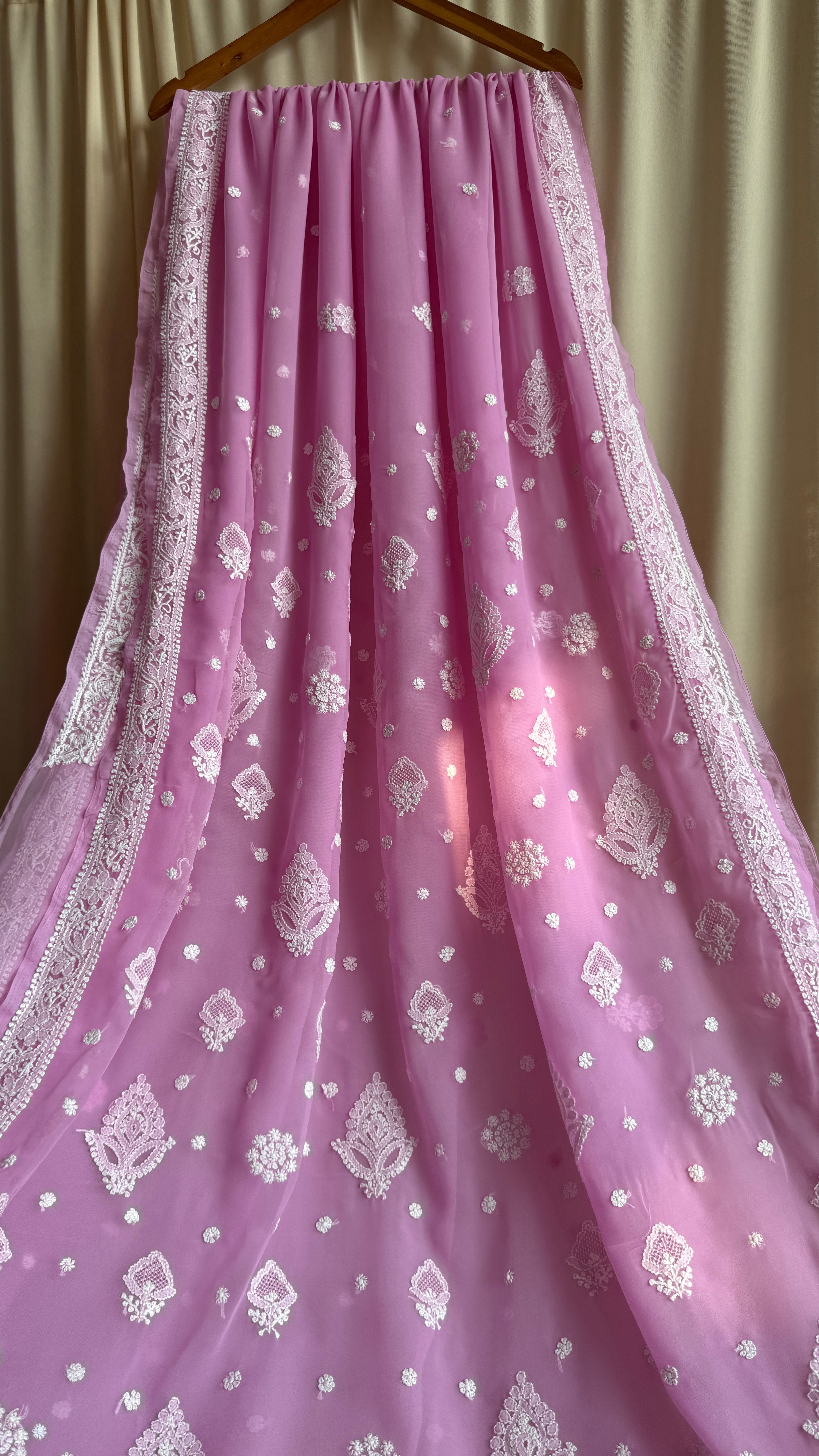 Georgette Chikankari saree in Pink