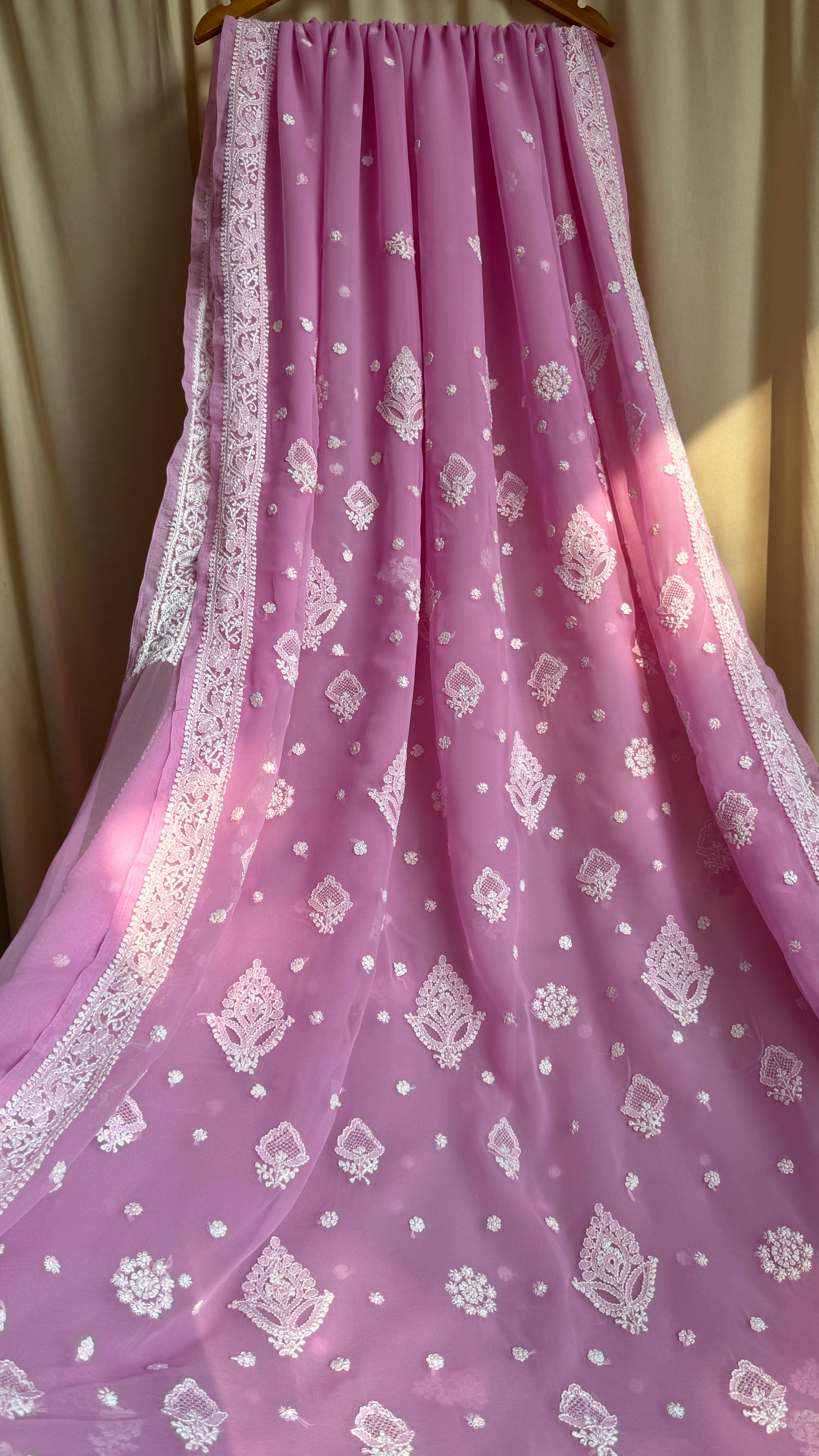 Georgette Chikankari saree in Pink