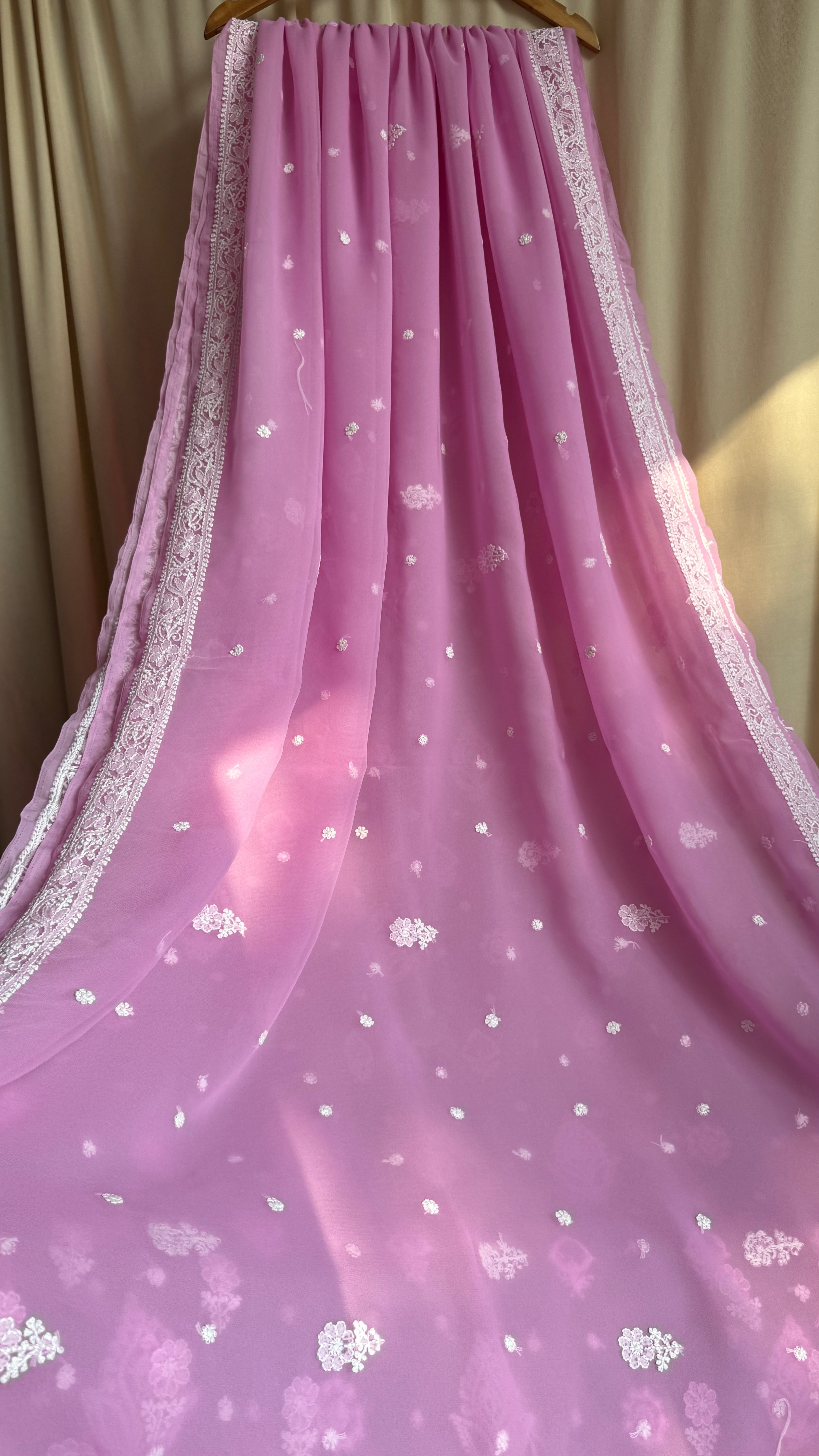 Georgette Chikankari saree in Pink