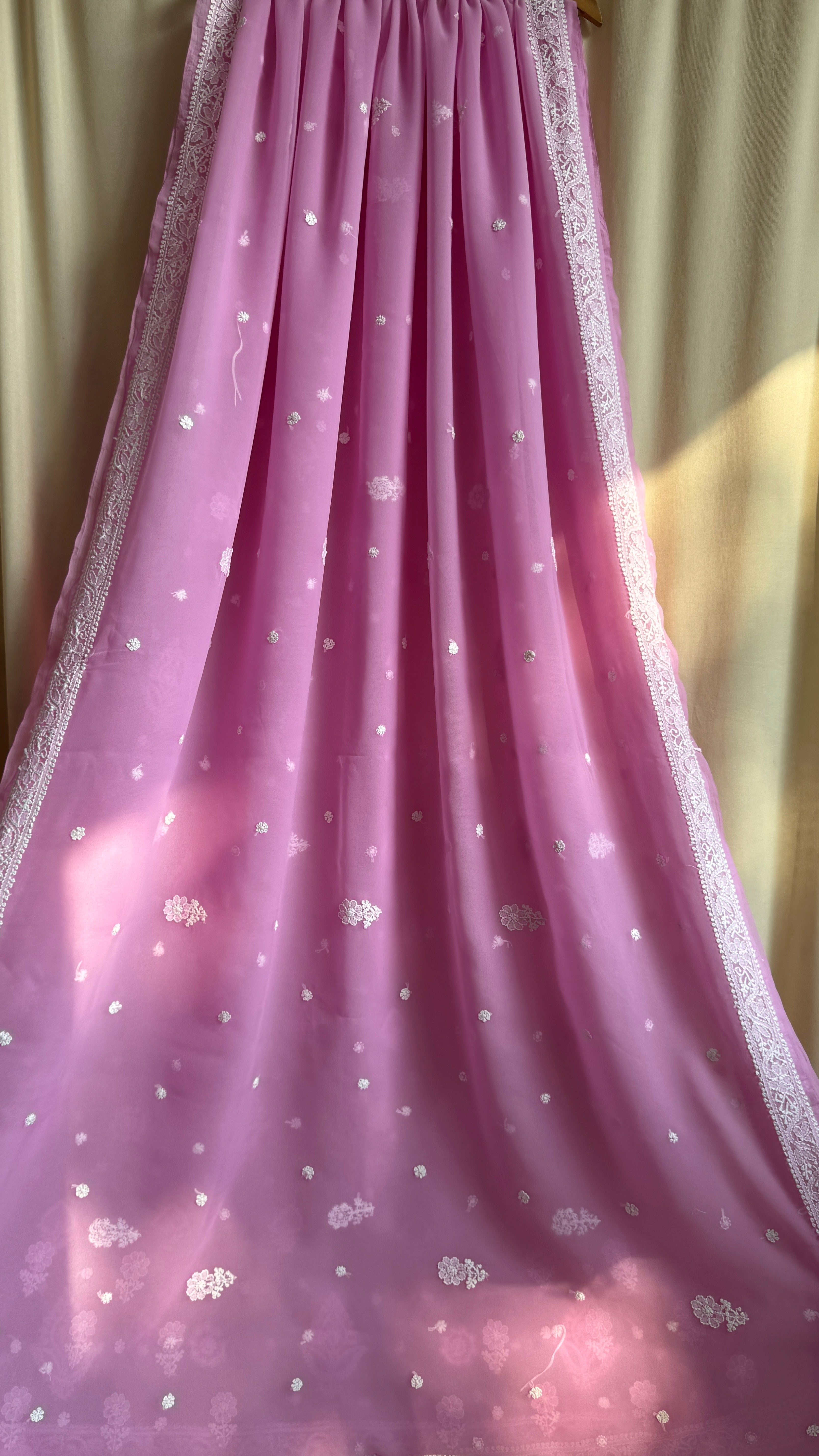 Georgette Chikankari saree in Pink