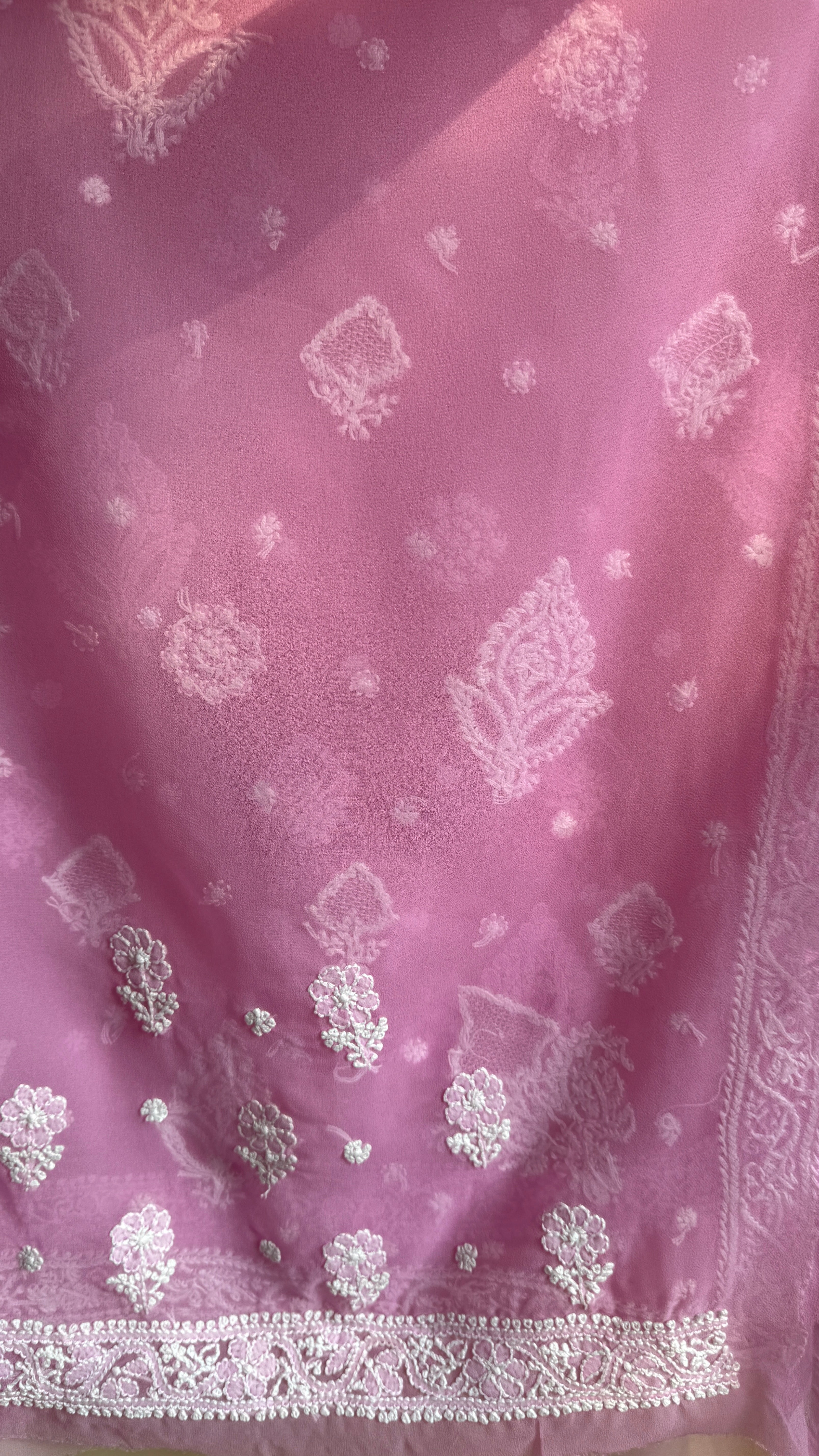 Georgette Chikankari saree in Pink