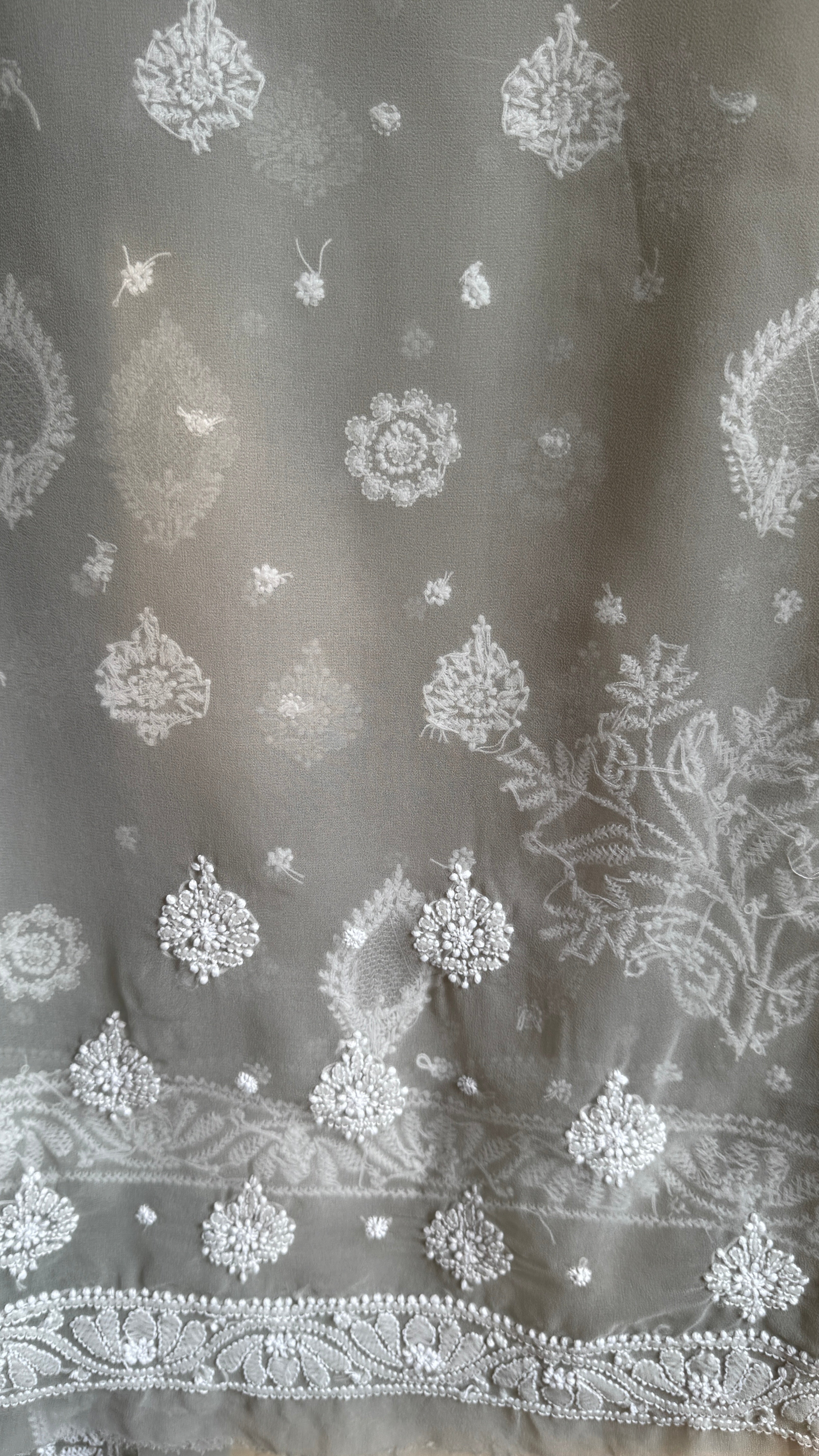 Georgette Chikankari saree in Grey