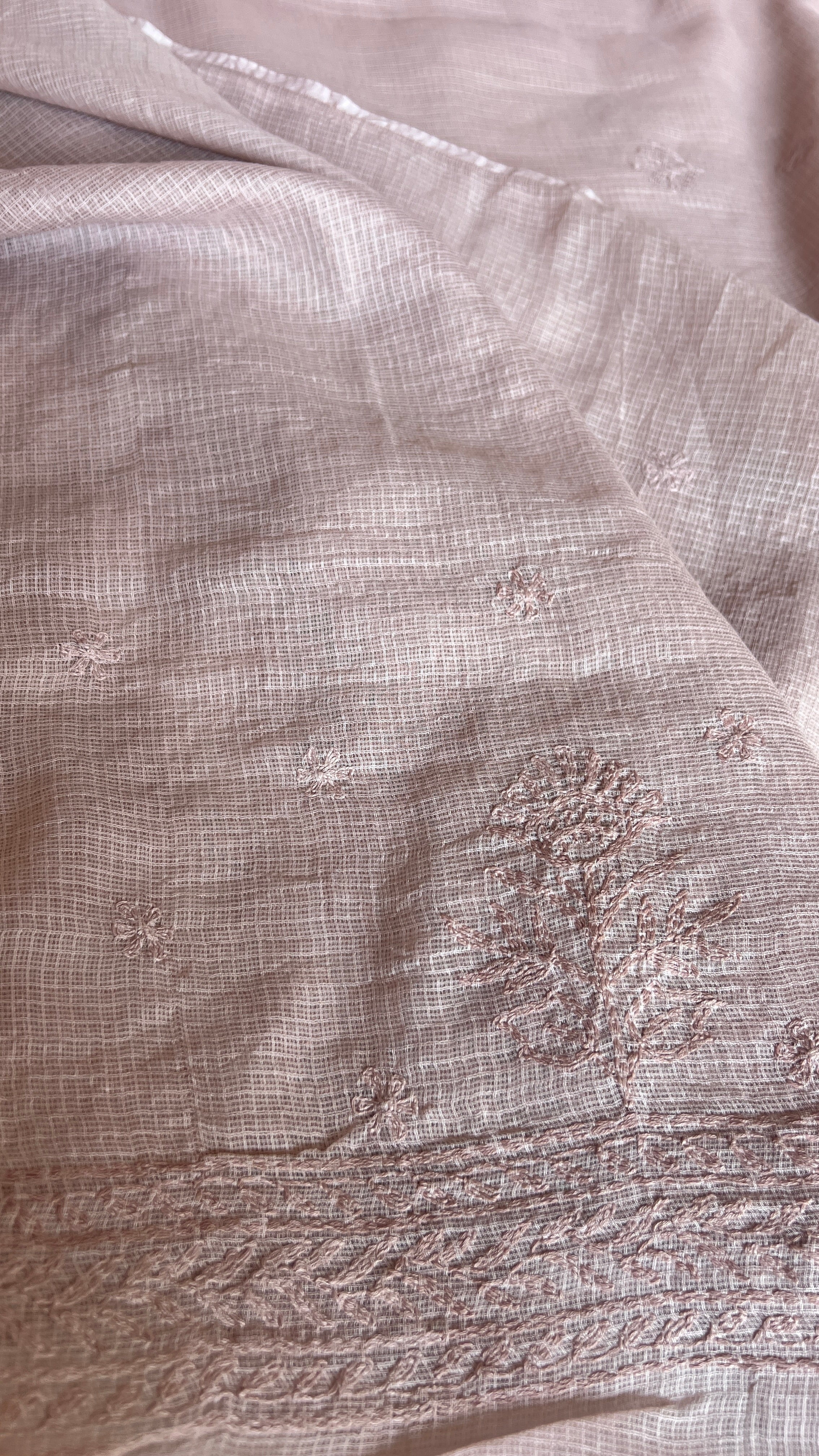 Kota Chikankari saree in Mocha Brown