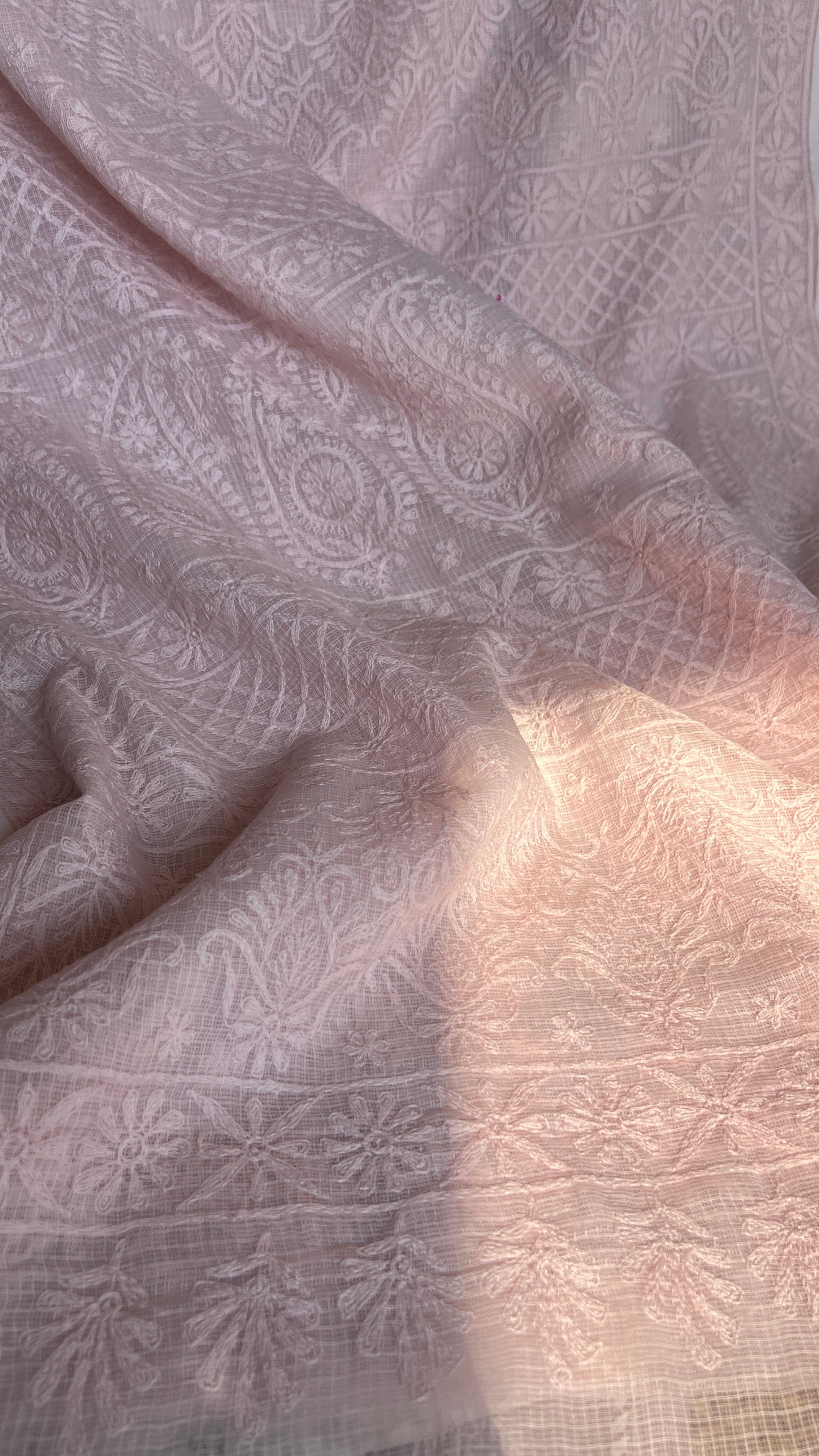 Kota Chikankari saree in Pale Pink