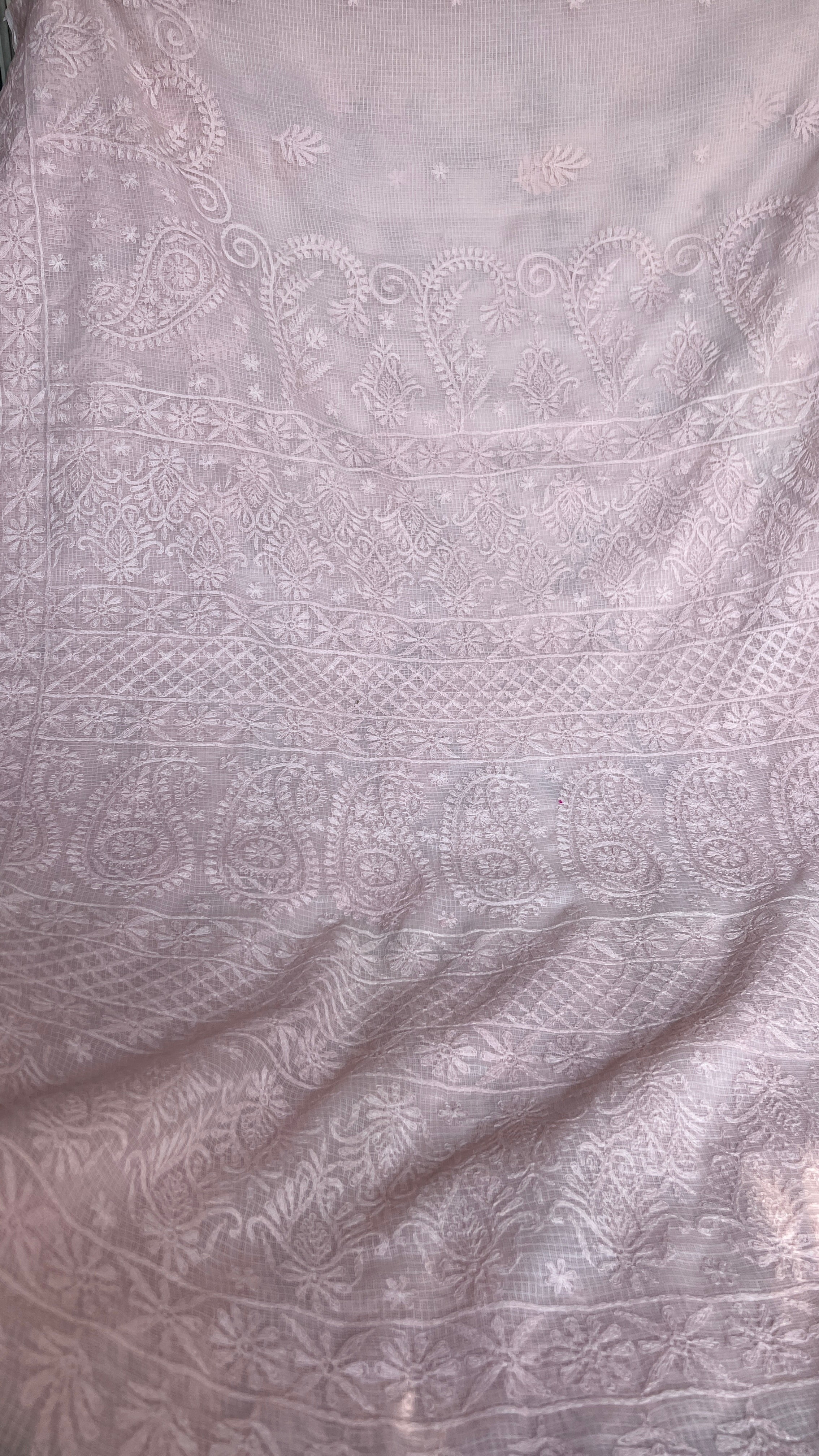 Kota Chikankari saree in Pale Pink