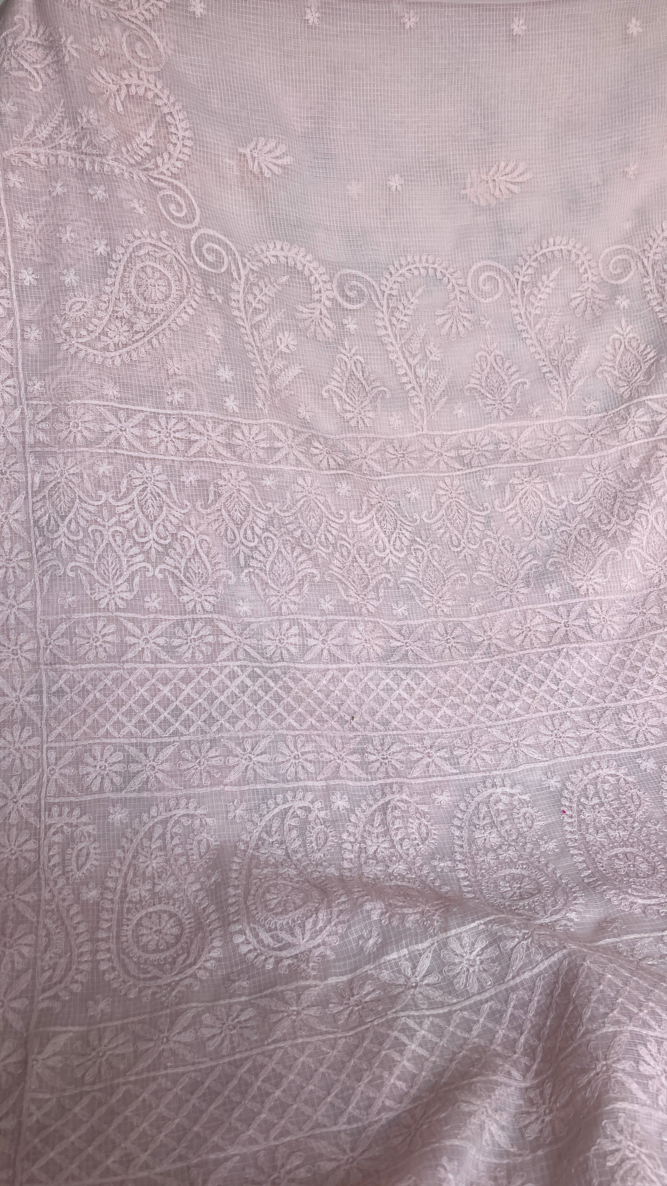 Kota Chikankari saree in Pale Pink