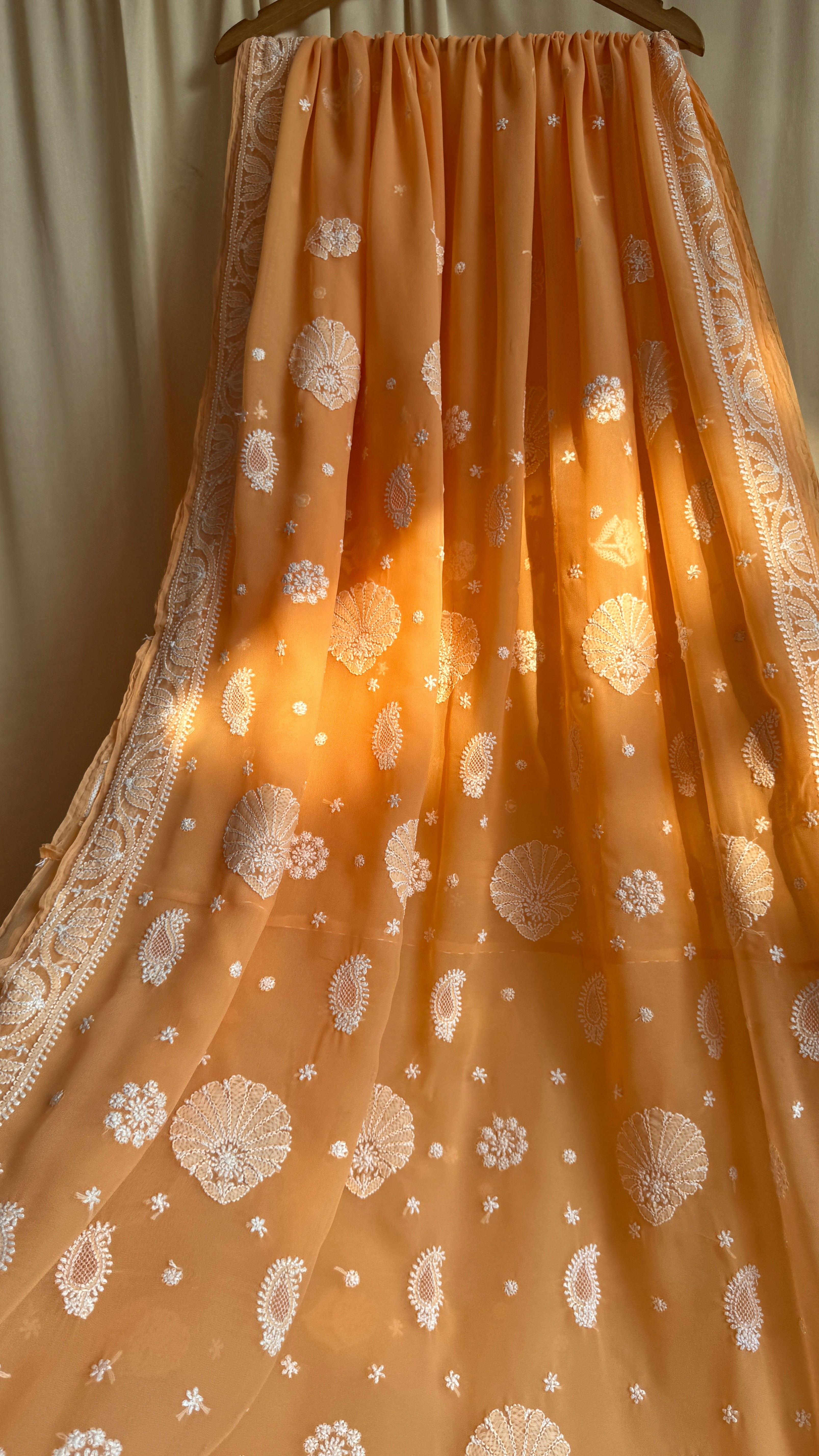 Georgette Chikankari saree in Orange