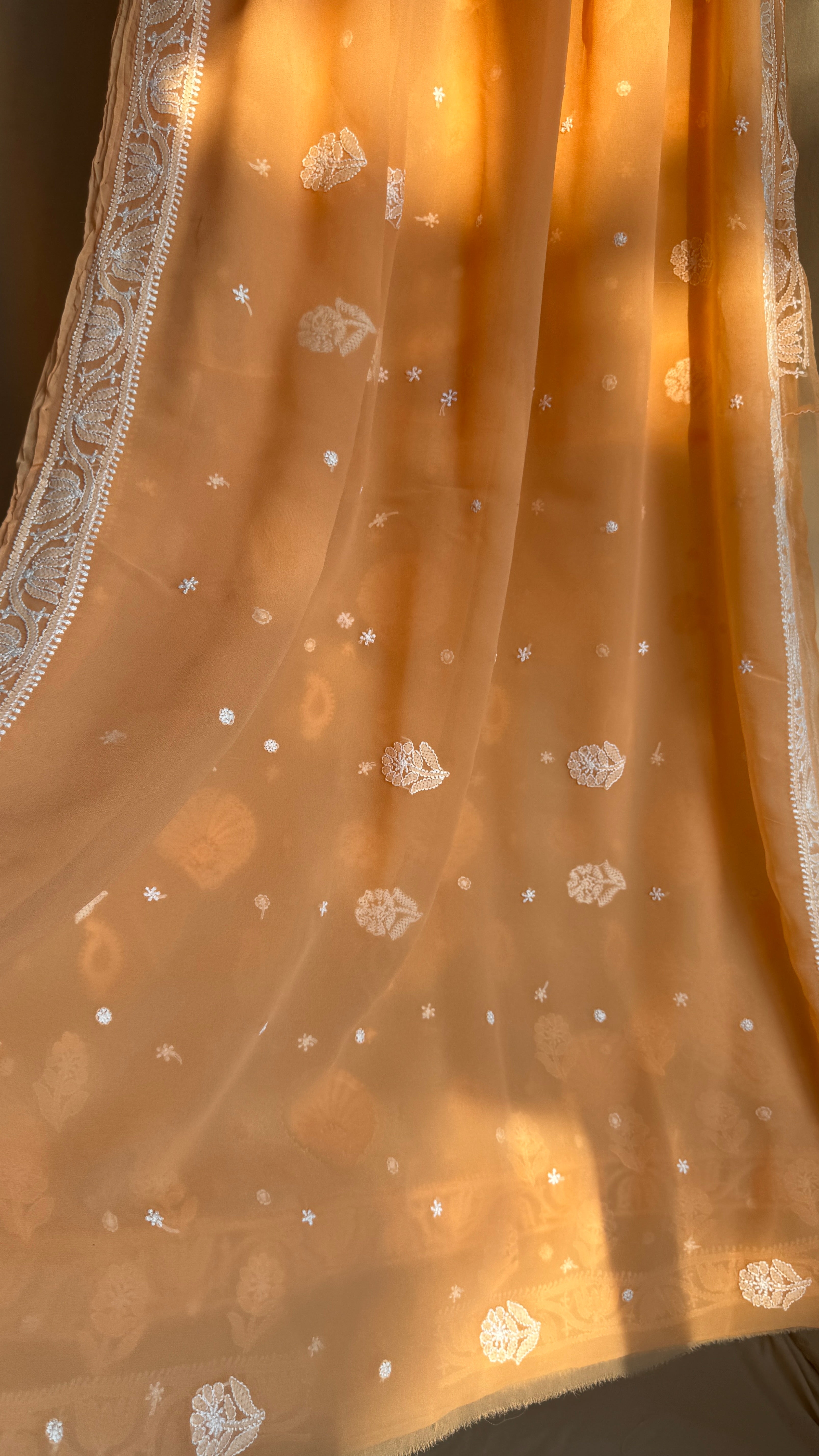 Georgette Chikankari saree in Orange
