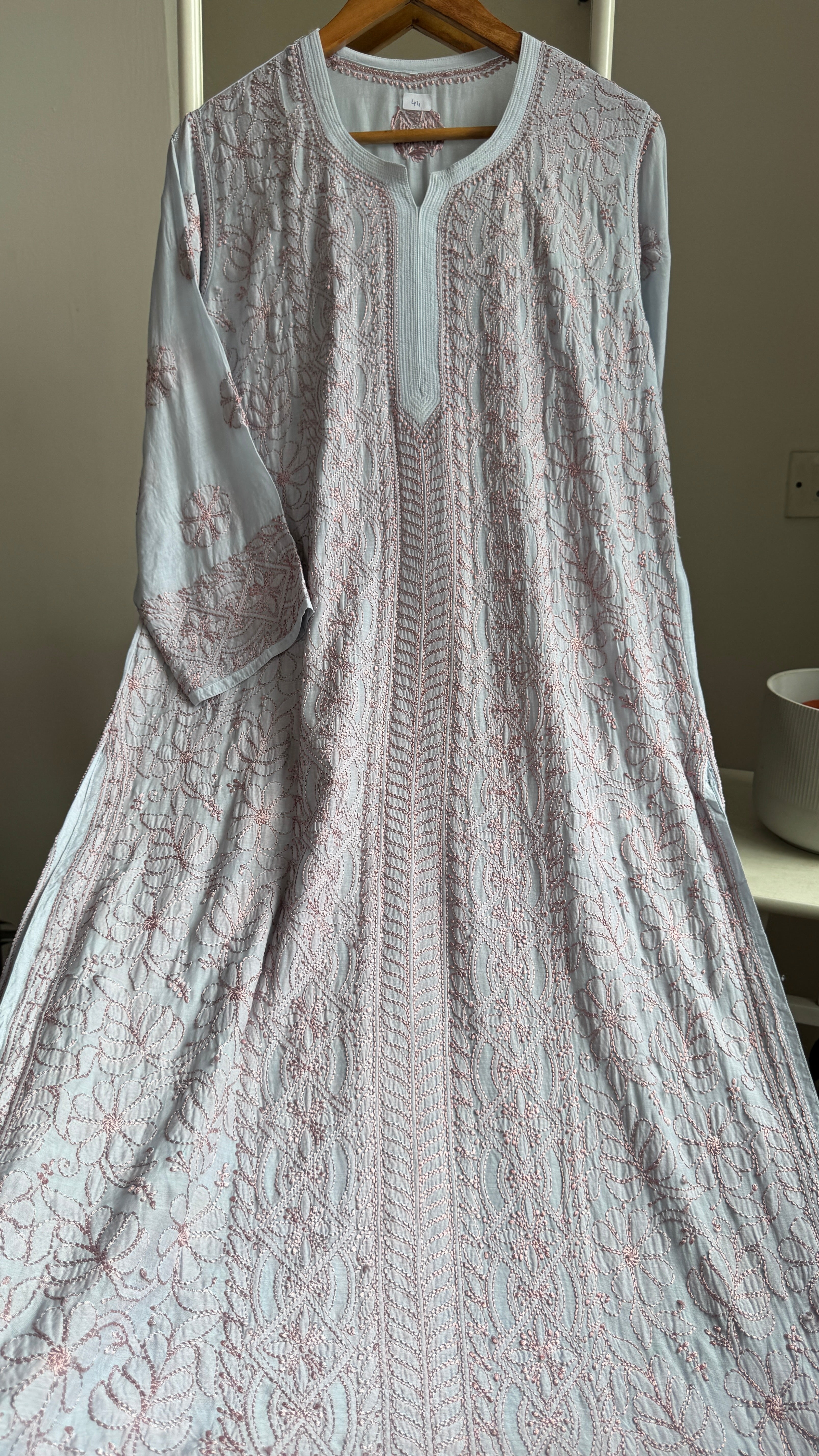 Muslin Chikankari Kurti - Blue Multi Color - BERRY Collection