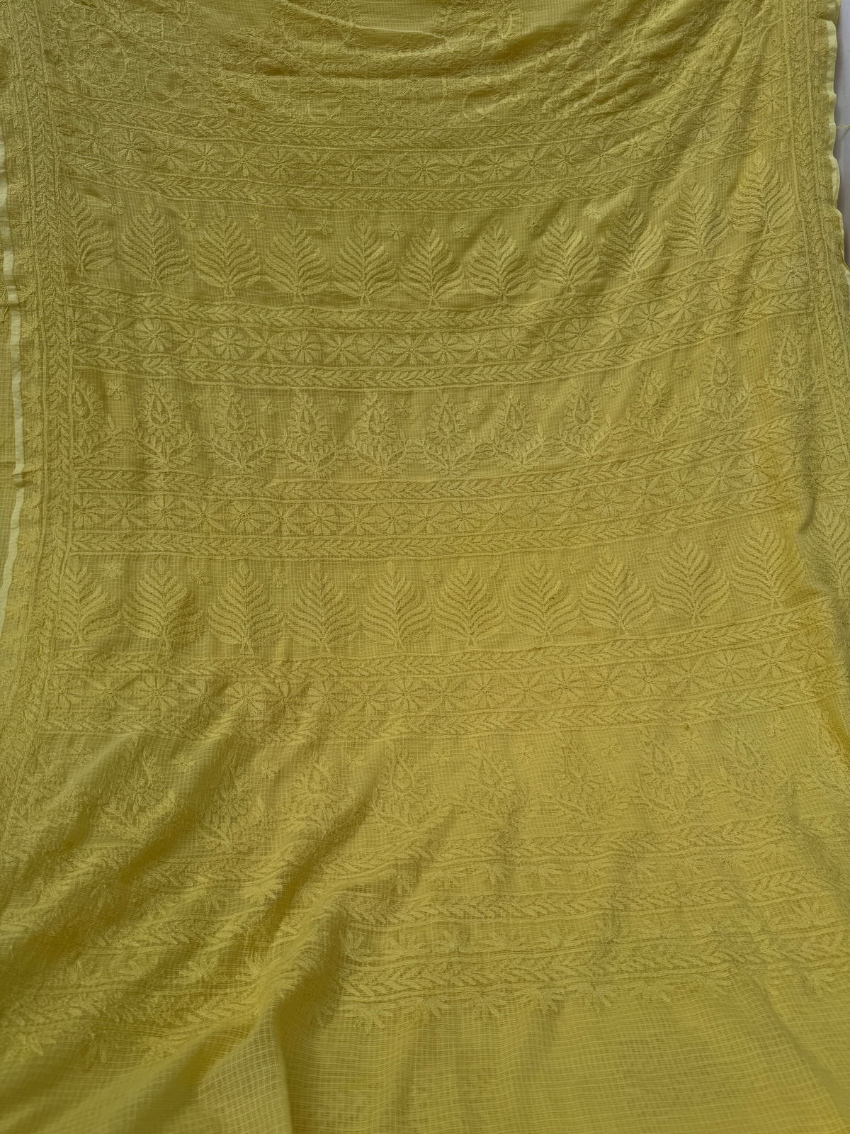 Kota Chikankari saree in Yellow