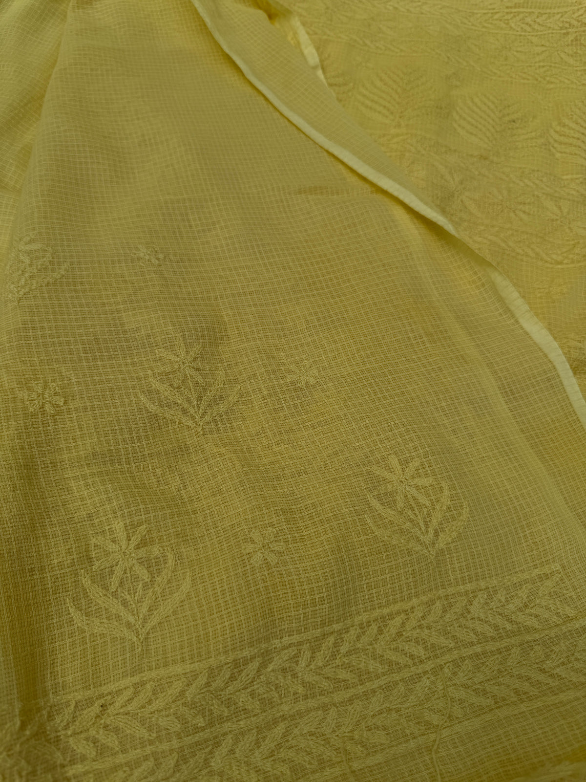 Kota Chikankari saree in Yellow