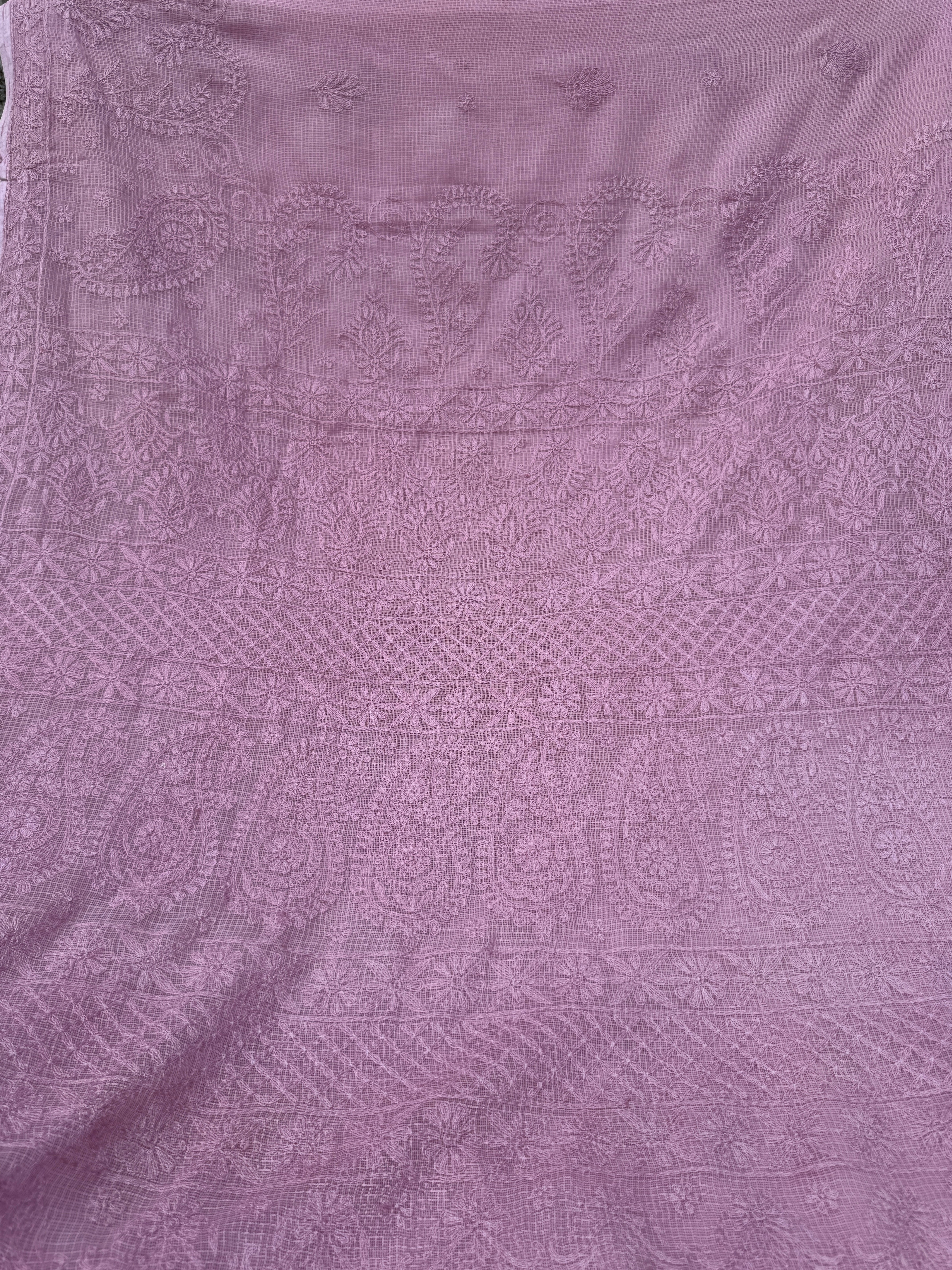 Kota Chikankari saree in Mauve