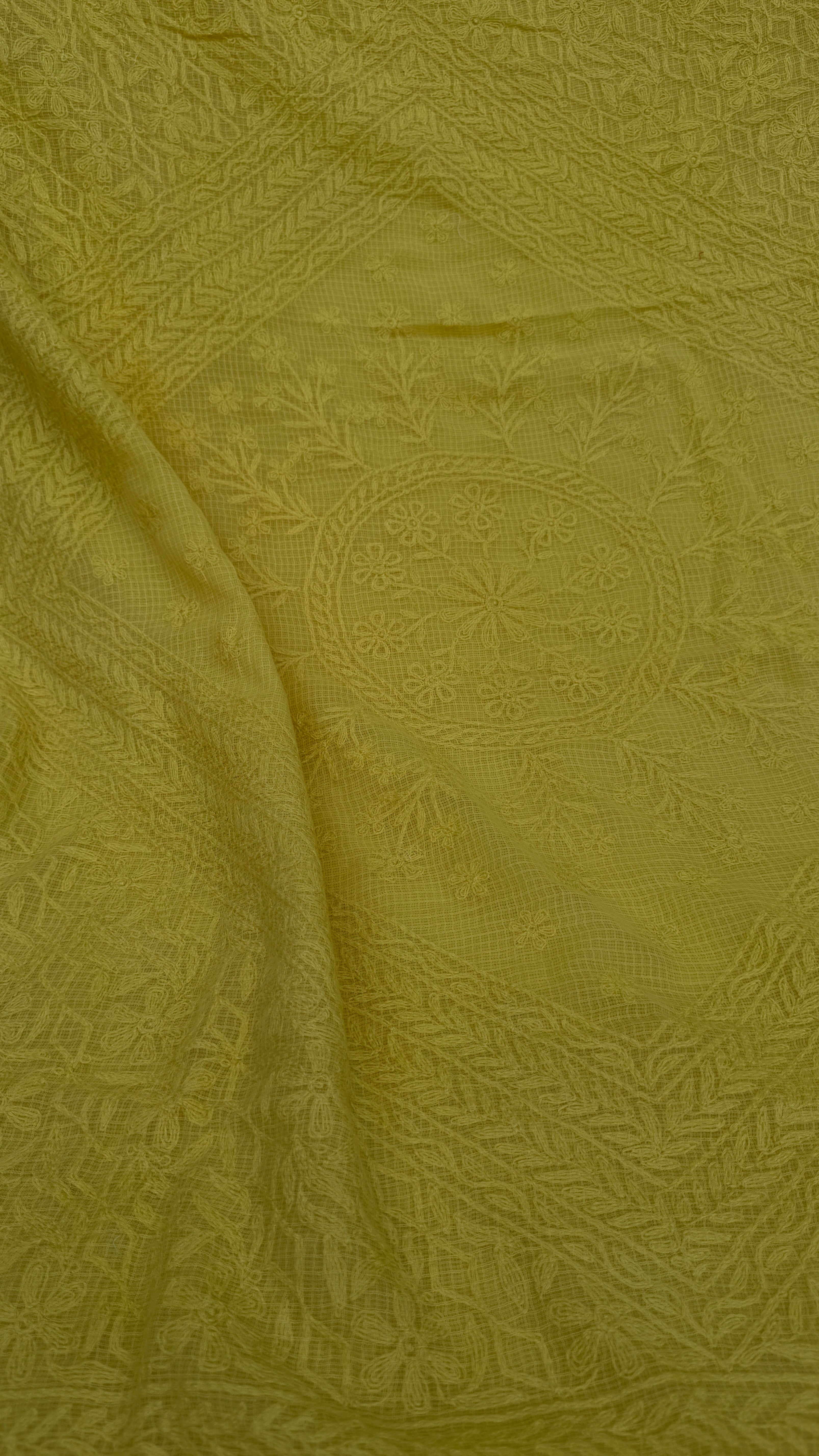 Kota Chikankari saree in yellow