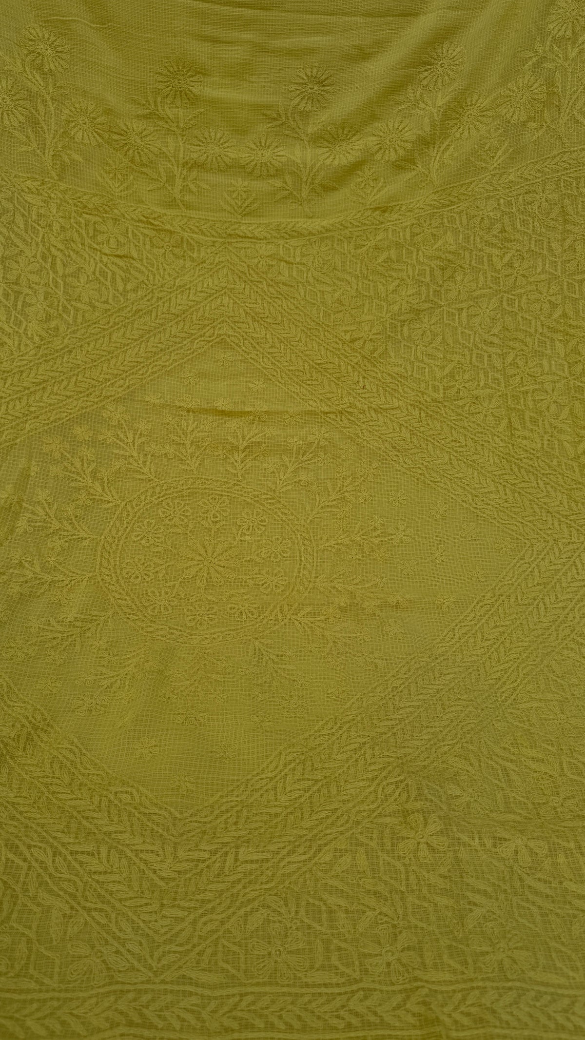 Kota Chikankari saree in yellow