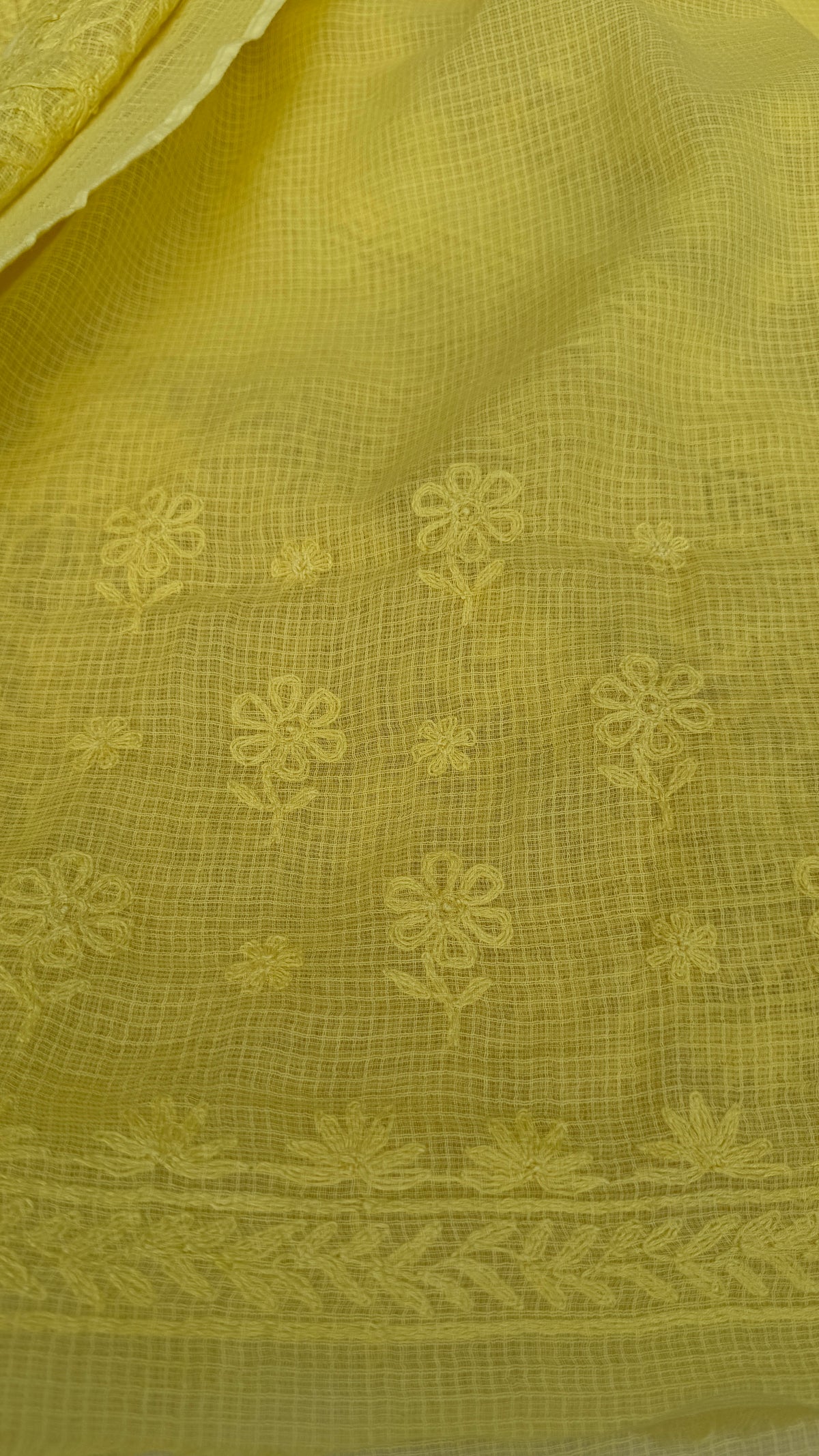 Kota Chikankari saree in yellow