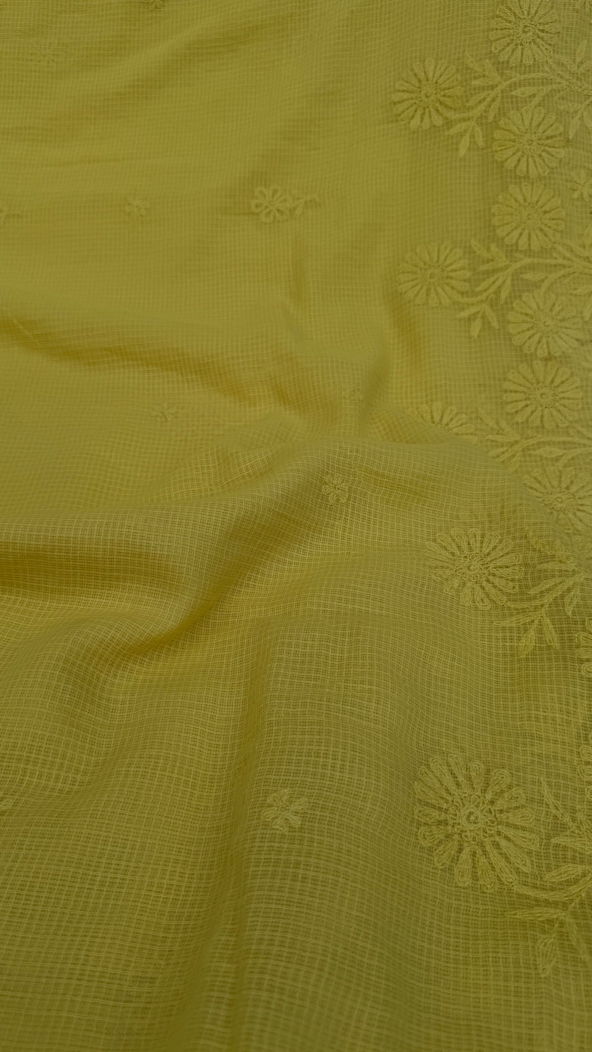 Kota Chikankari saree in yellow