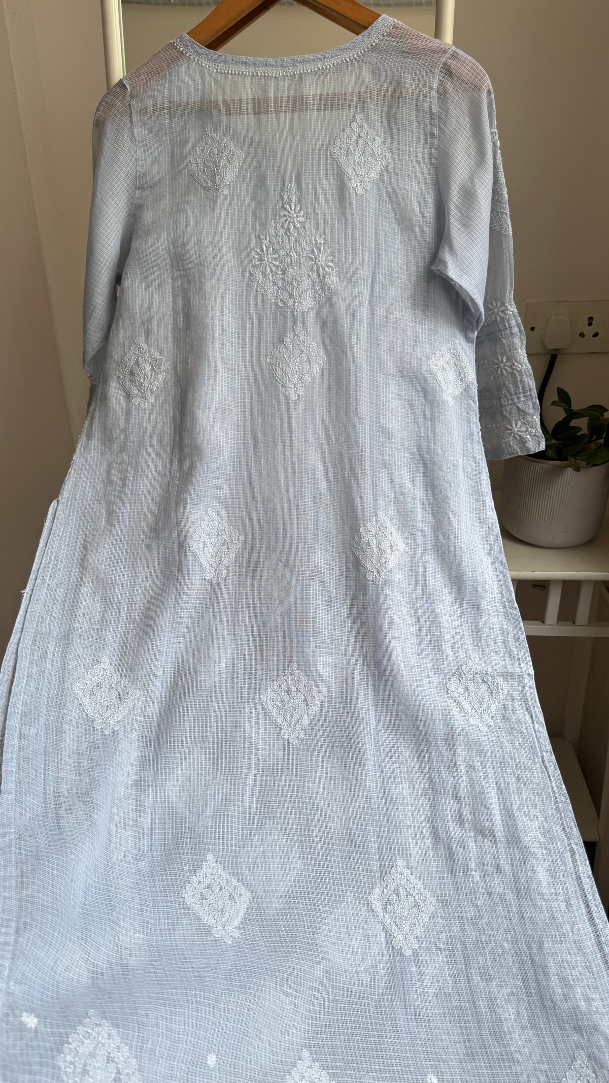 Kota Soft Cotton Chikankari Kurti - Grey