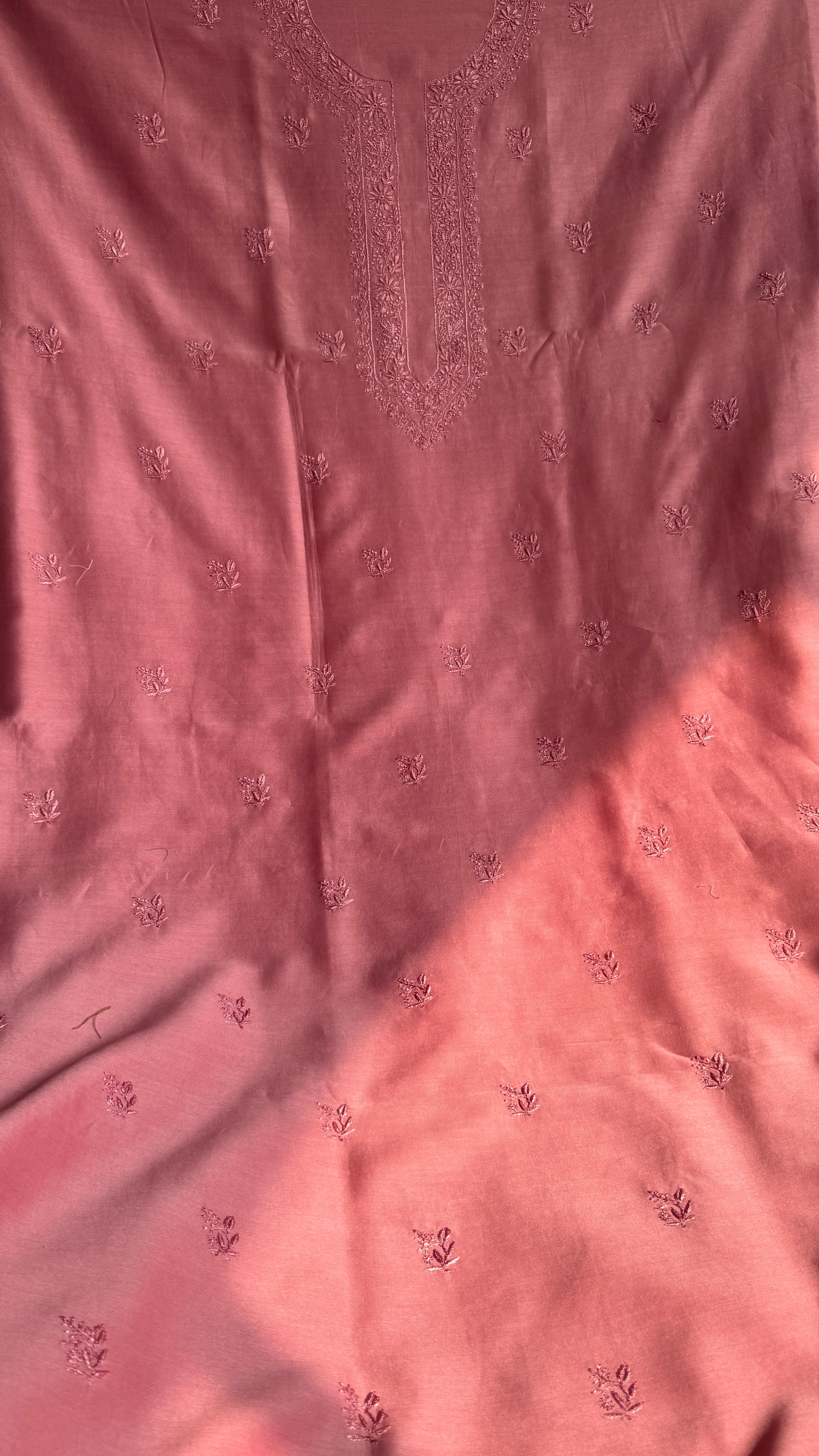 Chanderi Chikankari Kurta Length - Mens- Rosewood