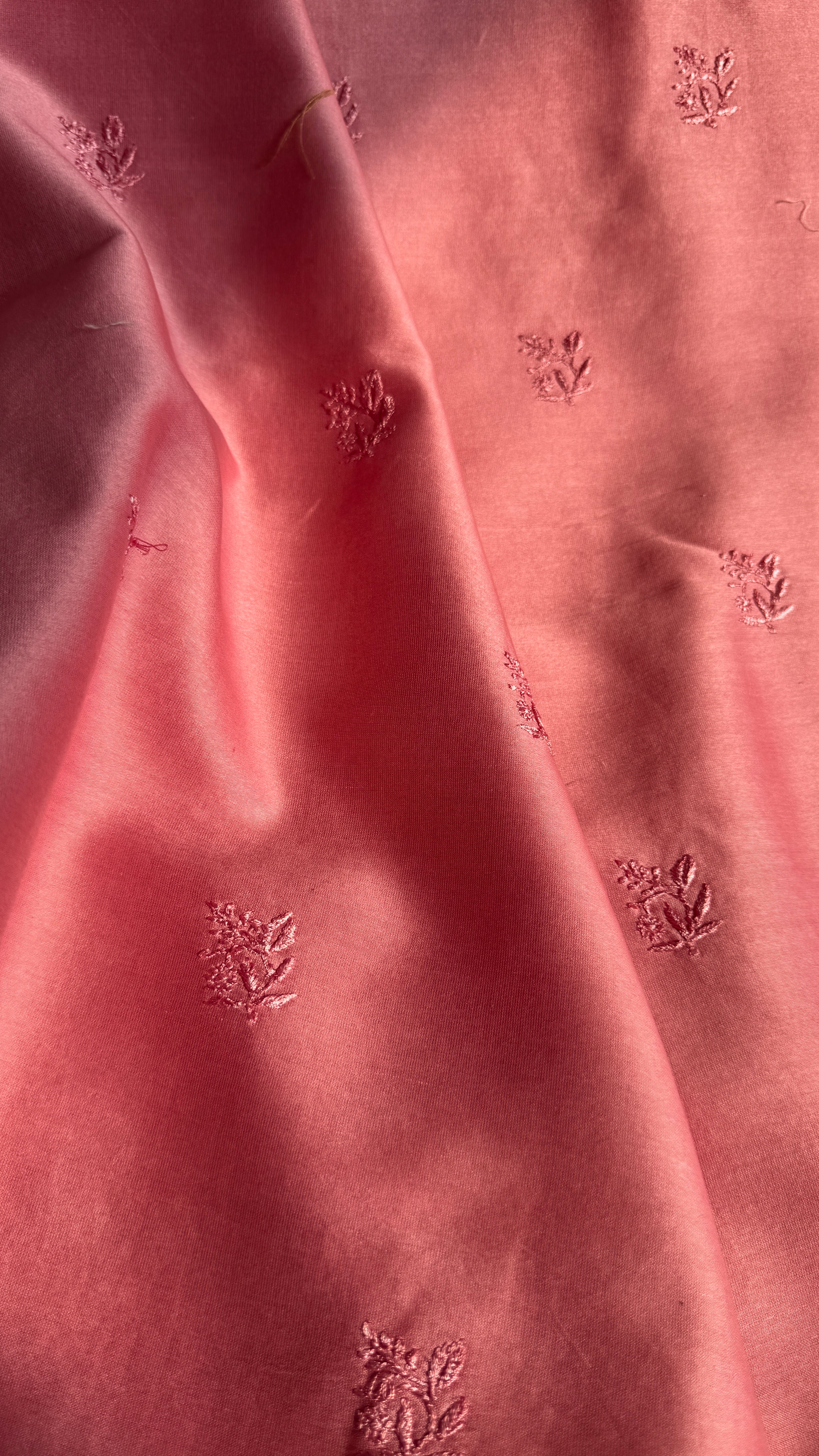 Chanderi Chikankari Kurta Length - Mens- Rosewood