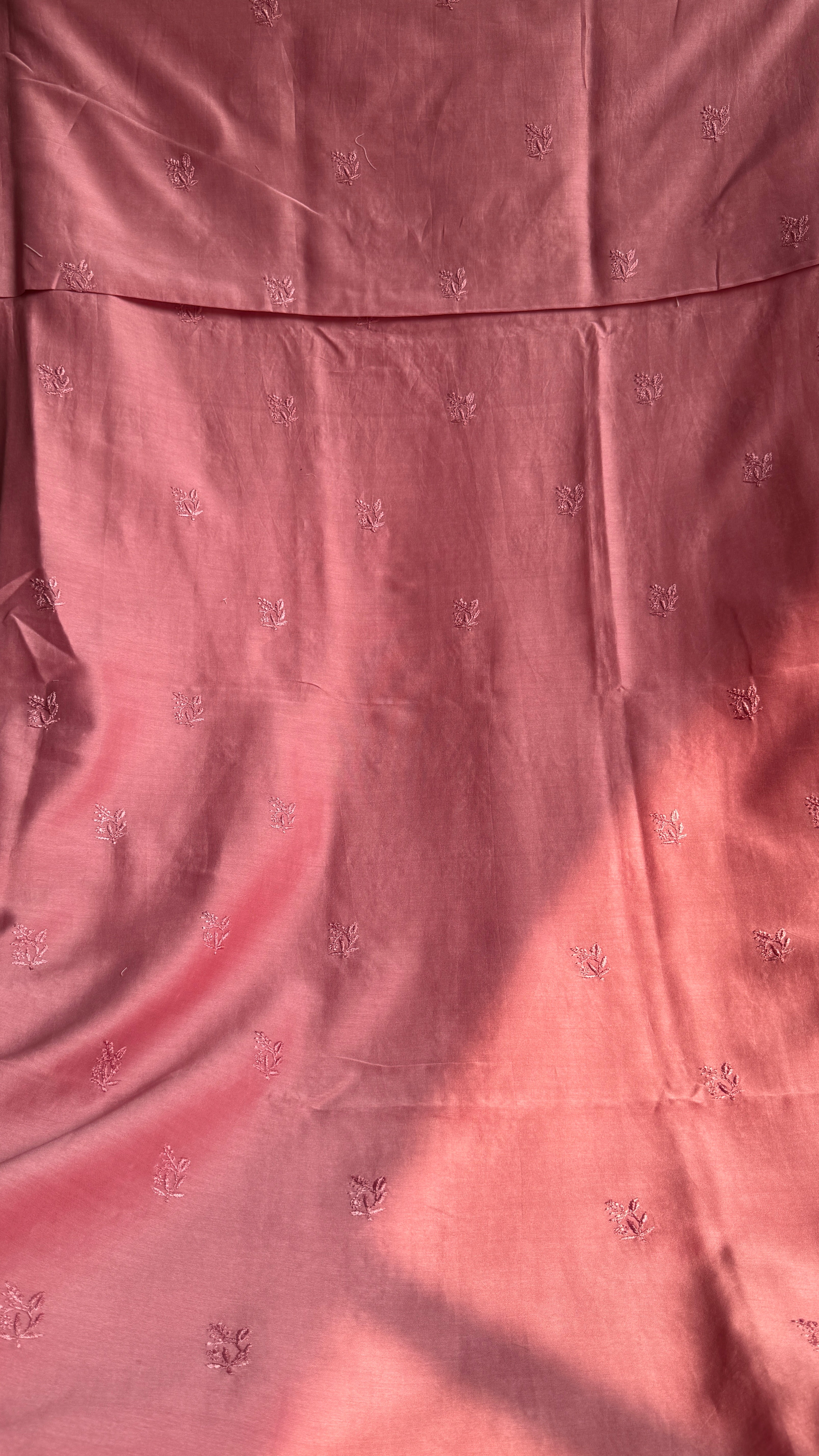 Chanderi Chikankari Kurta Length - Mens- Rosewood