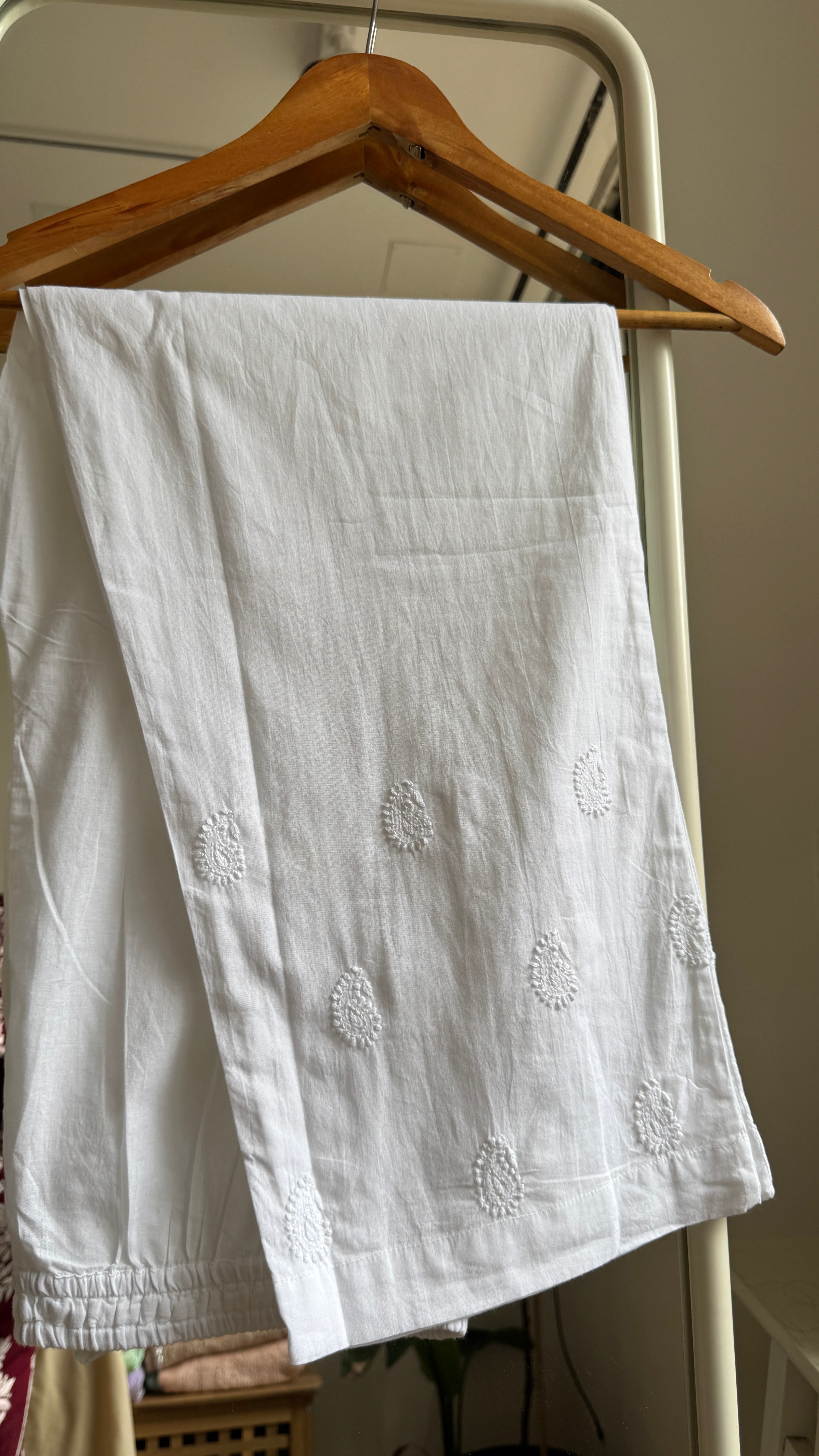 Chikankari Pants  - White Mul Cotton