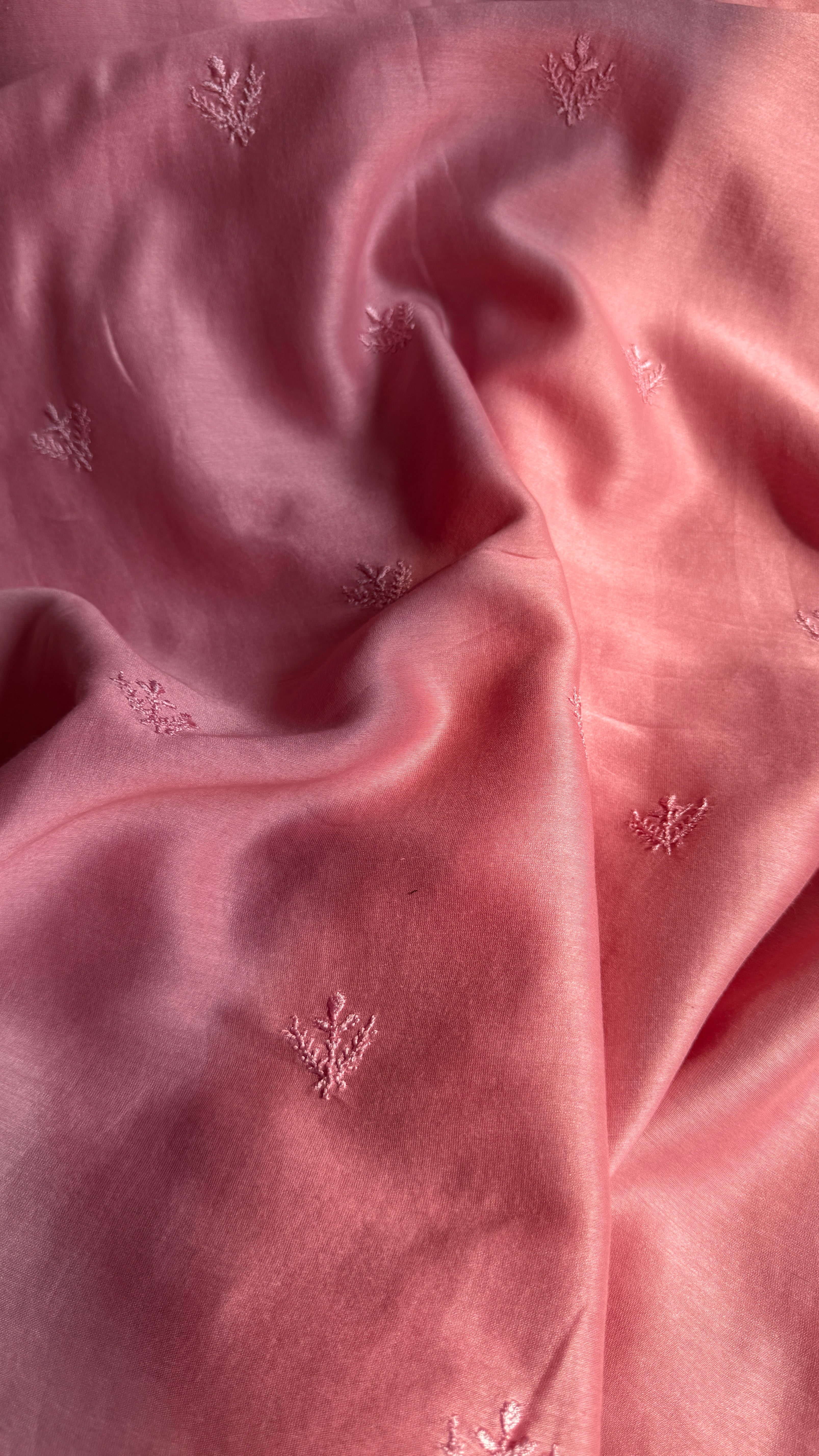 Chanderi Chikankari Kurta Length - Mens- Rosewood