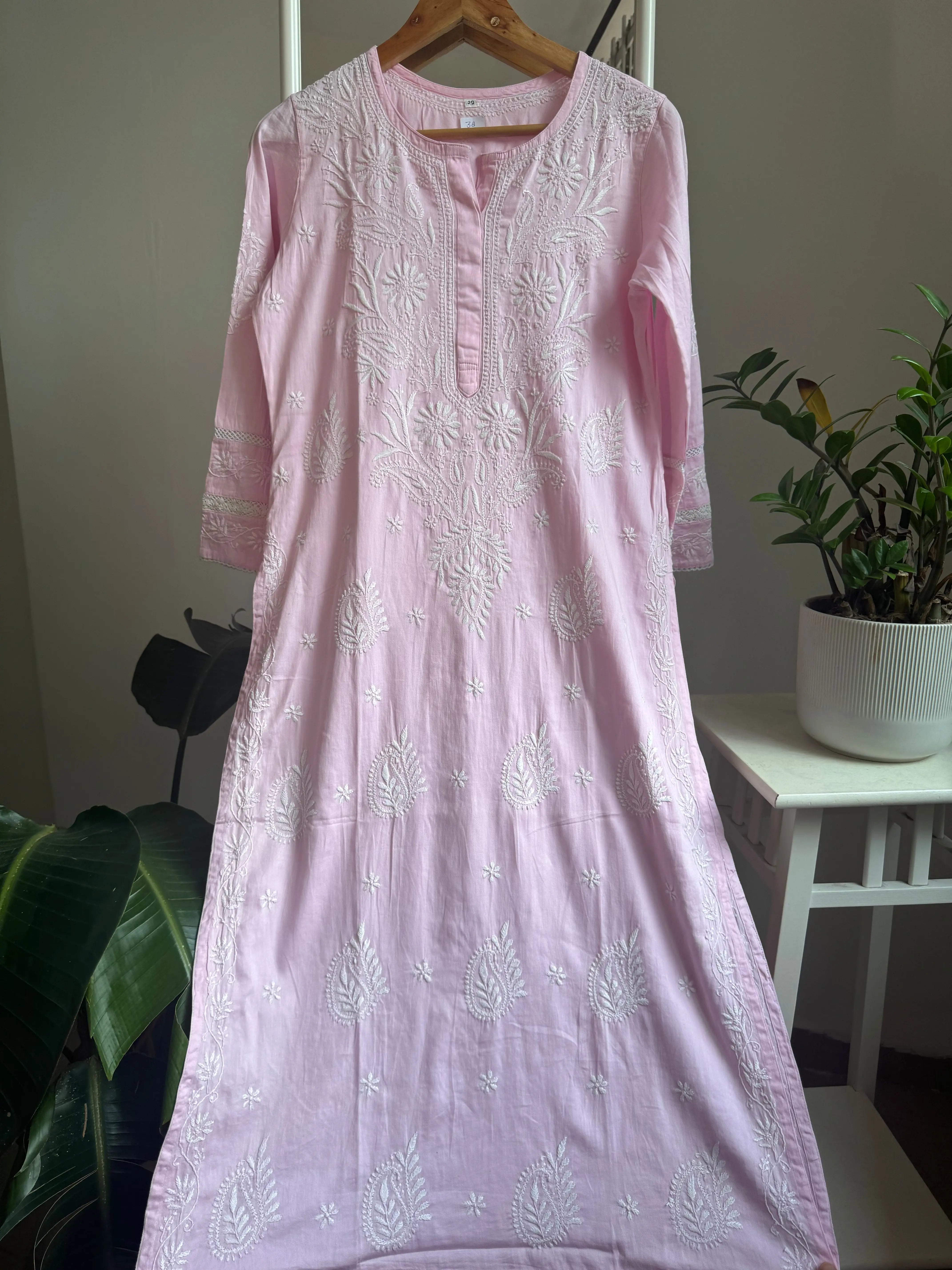 Cotton Chikankari Kurti -  Pink ARIAA CHIKANKARI 