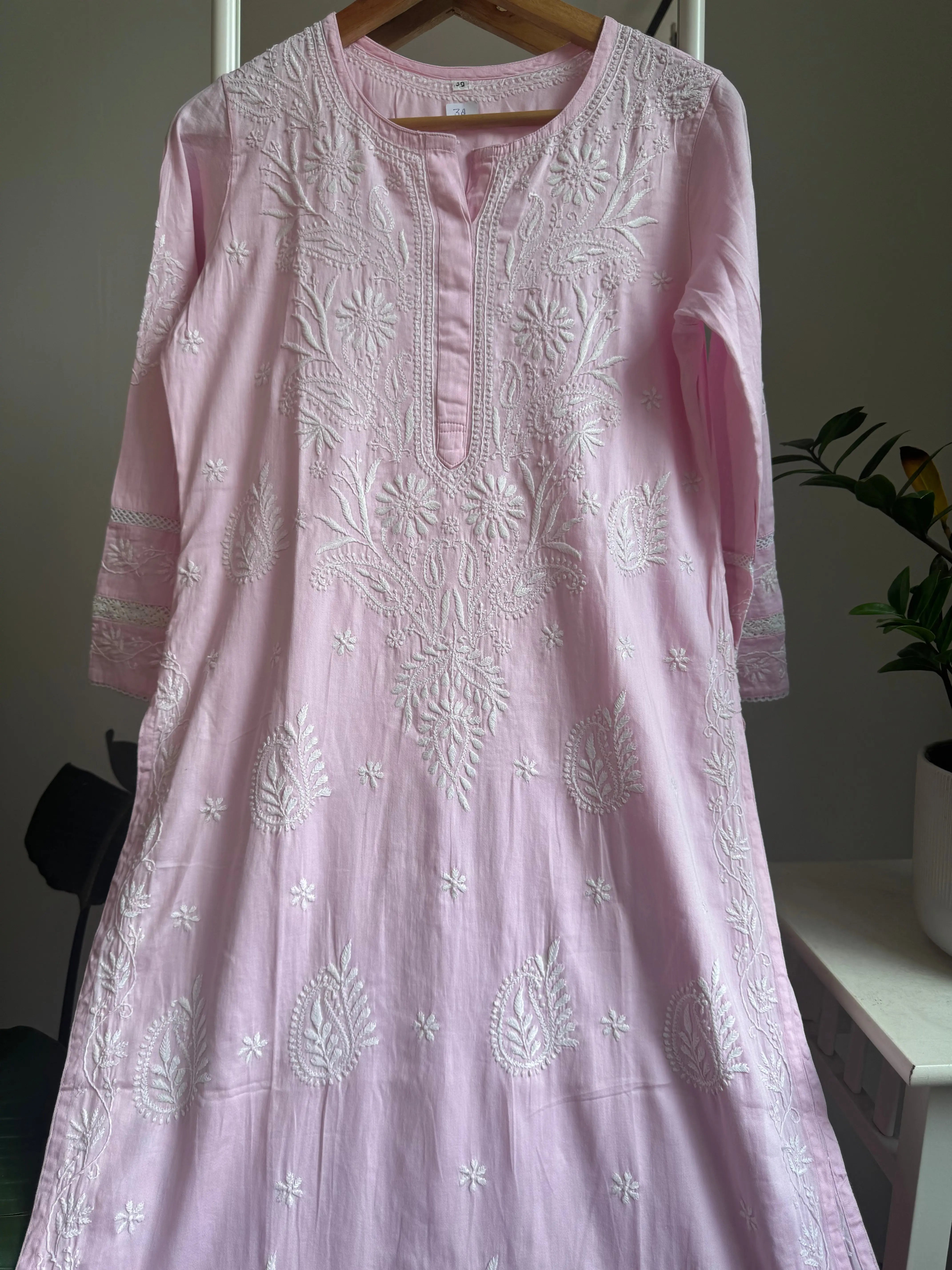 Cotton Chikankari Kurti -  Pink ARIAA CHIKANKARI 