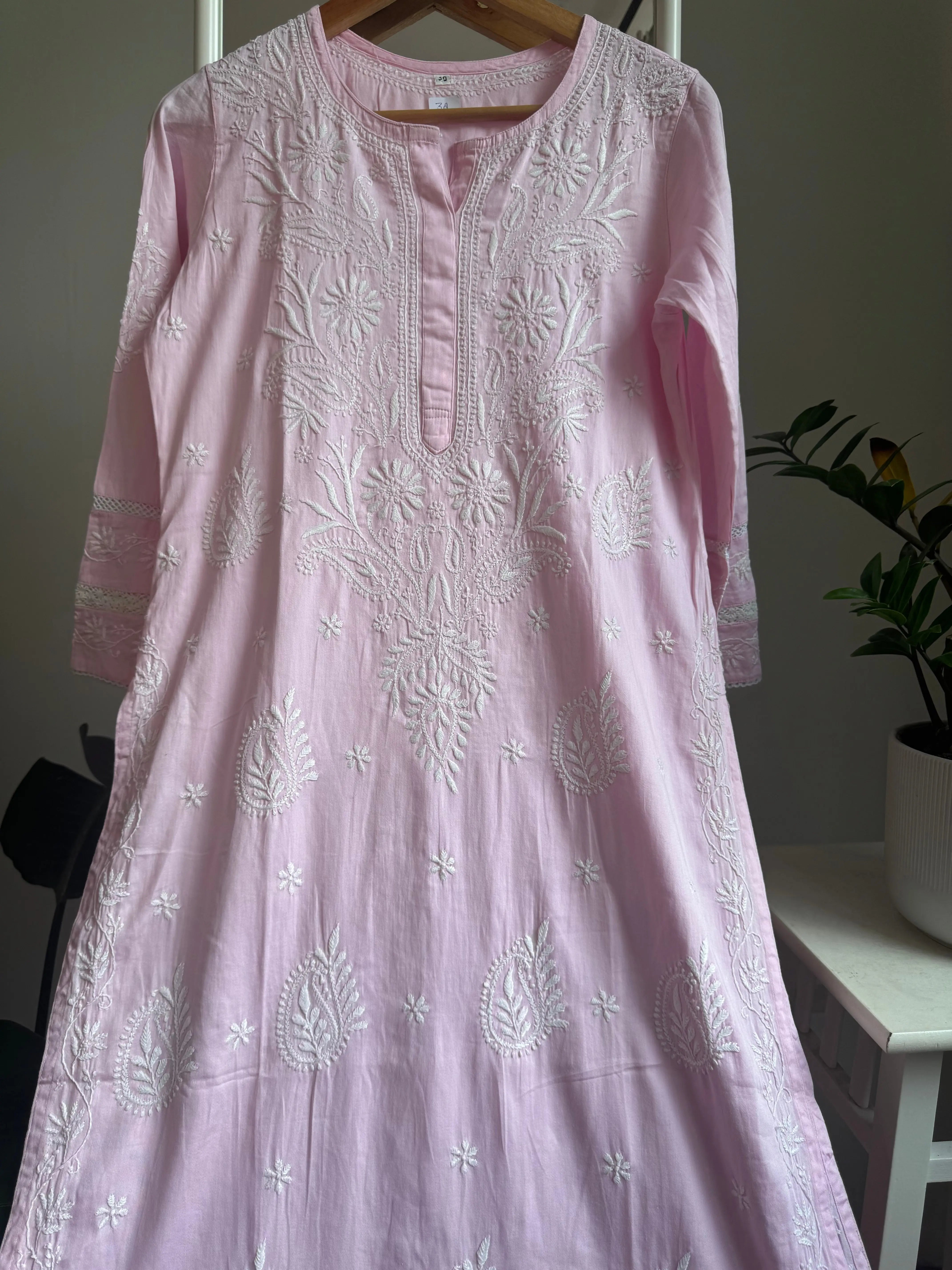 Cotton Chikankari Kurti -  Pink ARIAA CHIKANKARI 