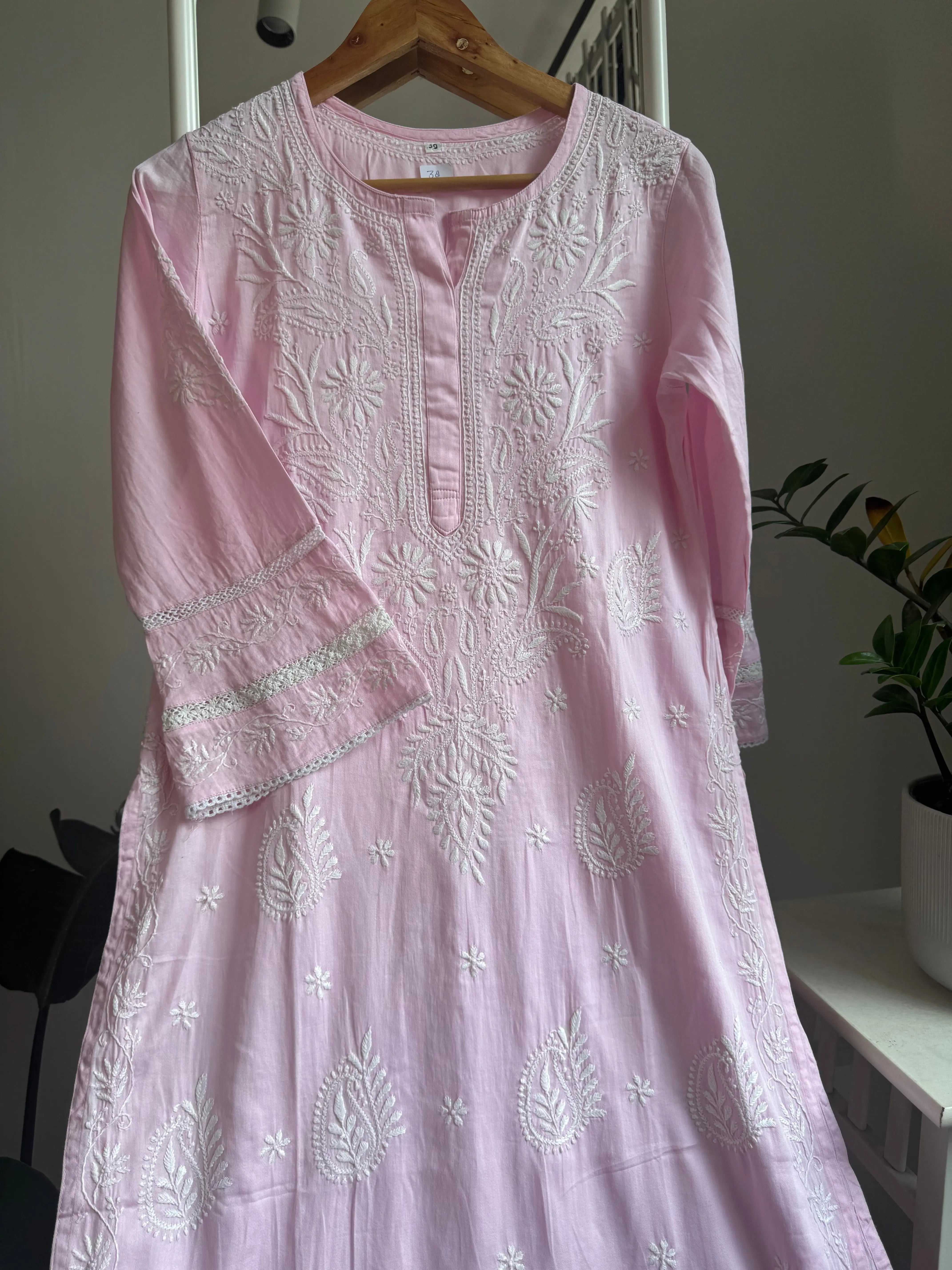 Cotton Chikankari Kurti -  Pink ARIAA CHIKANKARI 