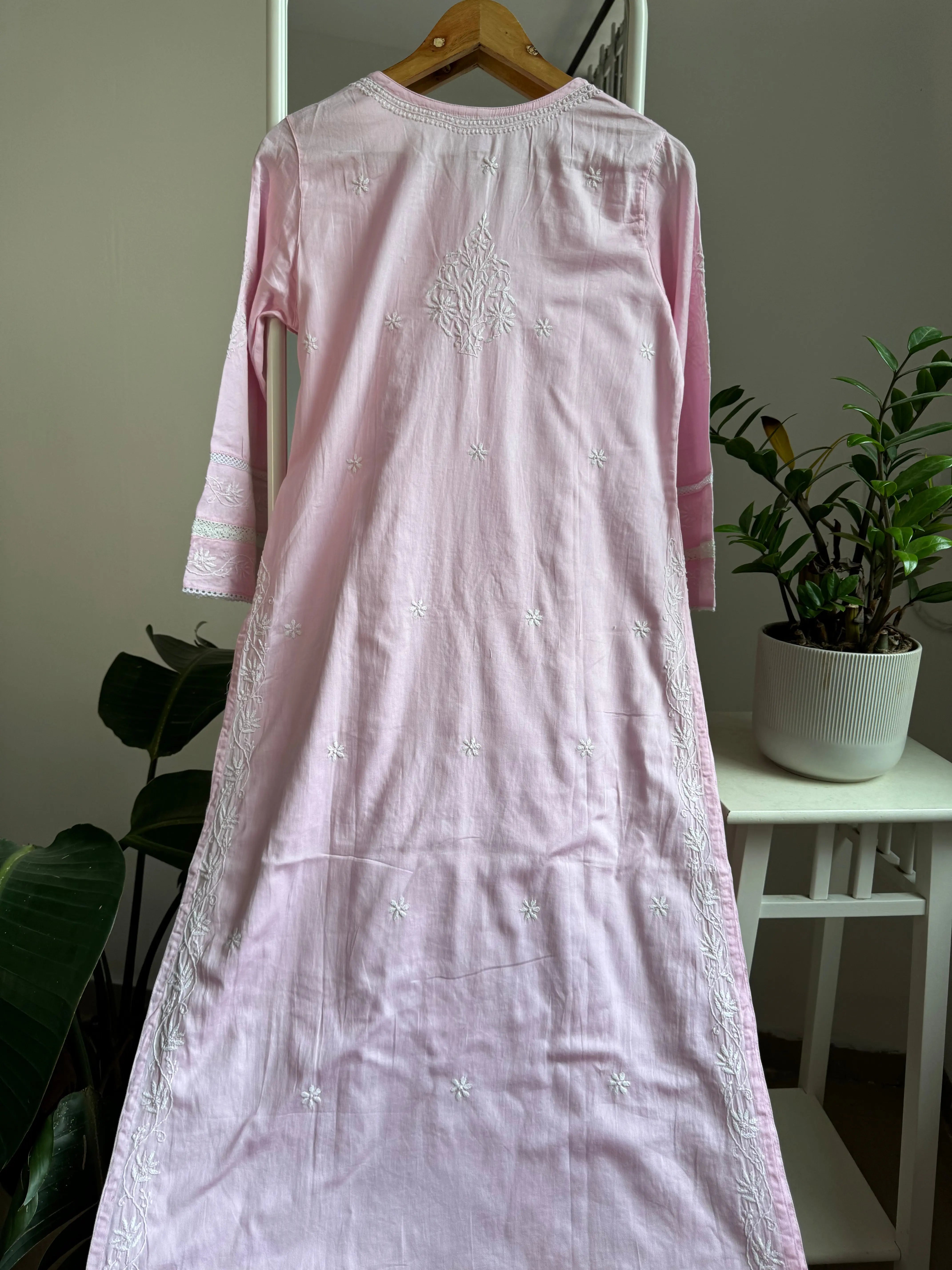 Cotton Chikankari Kurti -  Pink ARIAA CHIKANKARI 