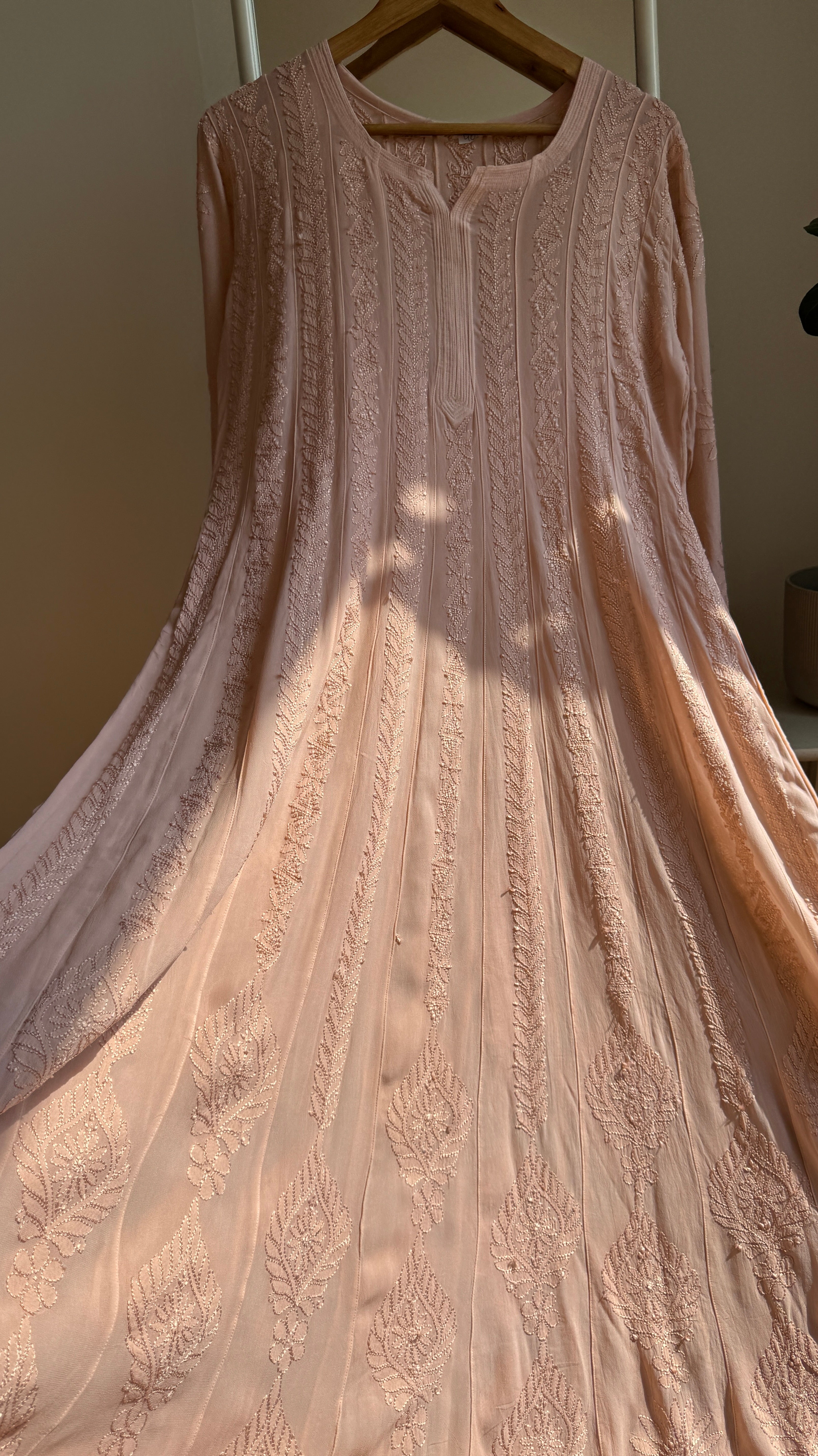 Viscose Chikankari Anarkali - Nude Pink