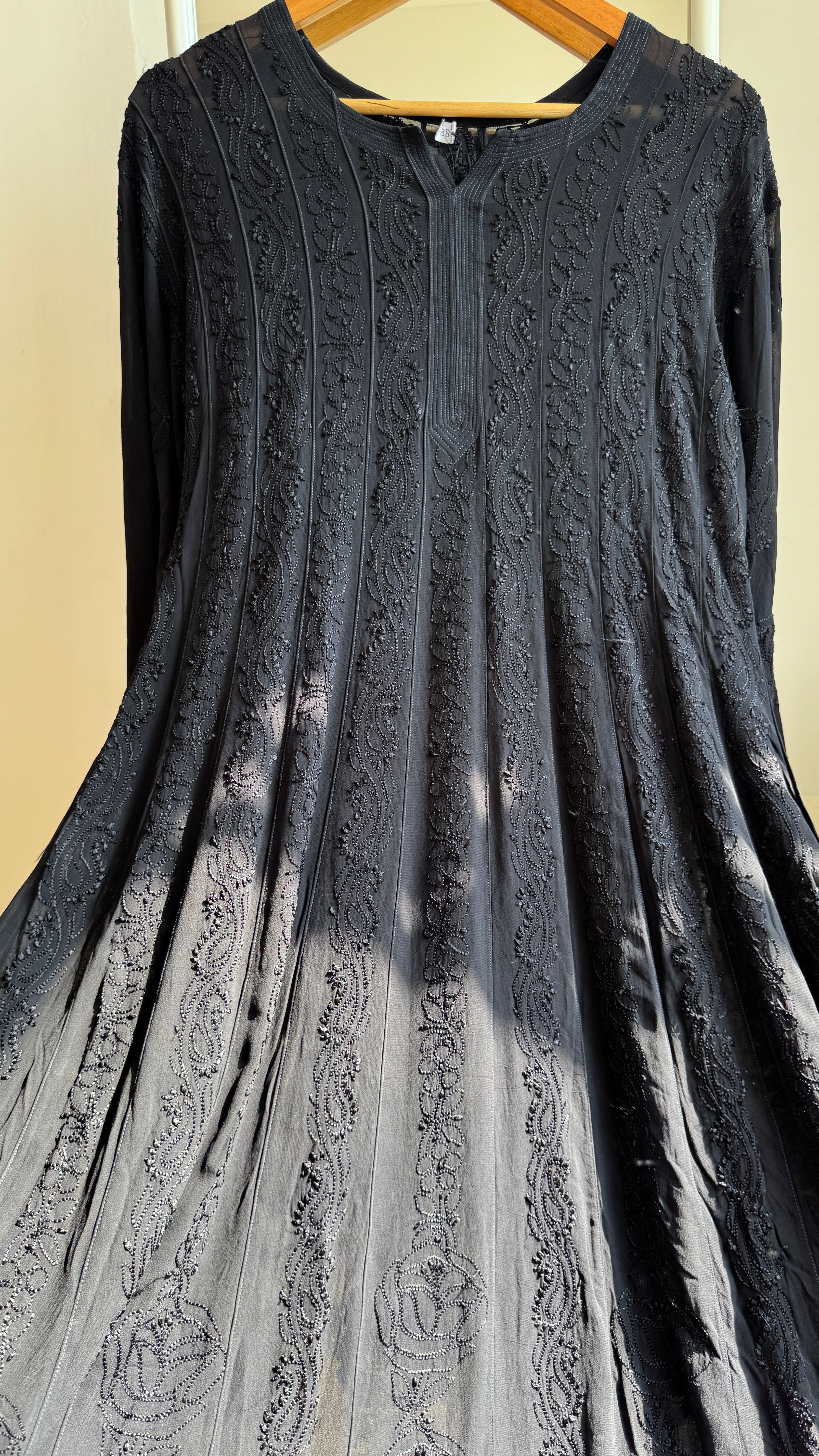 Viscose Chikankari Anarkali - Black