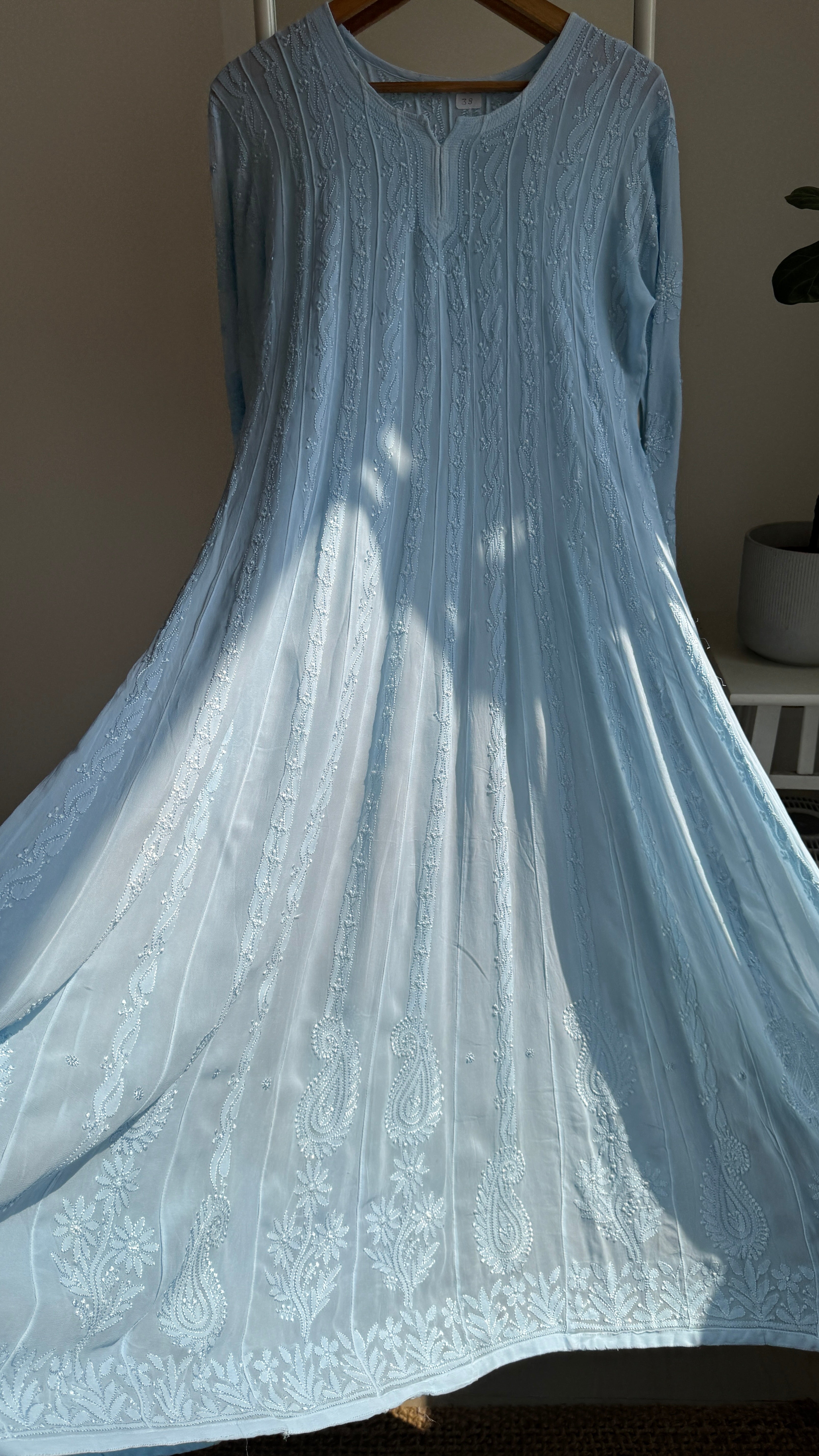 Viscose Chikankari Anarkali - Baby Blue