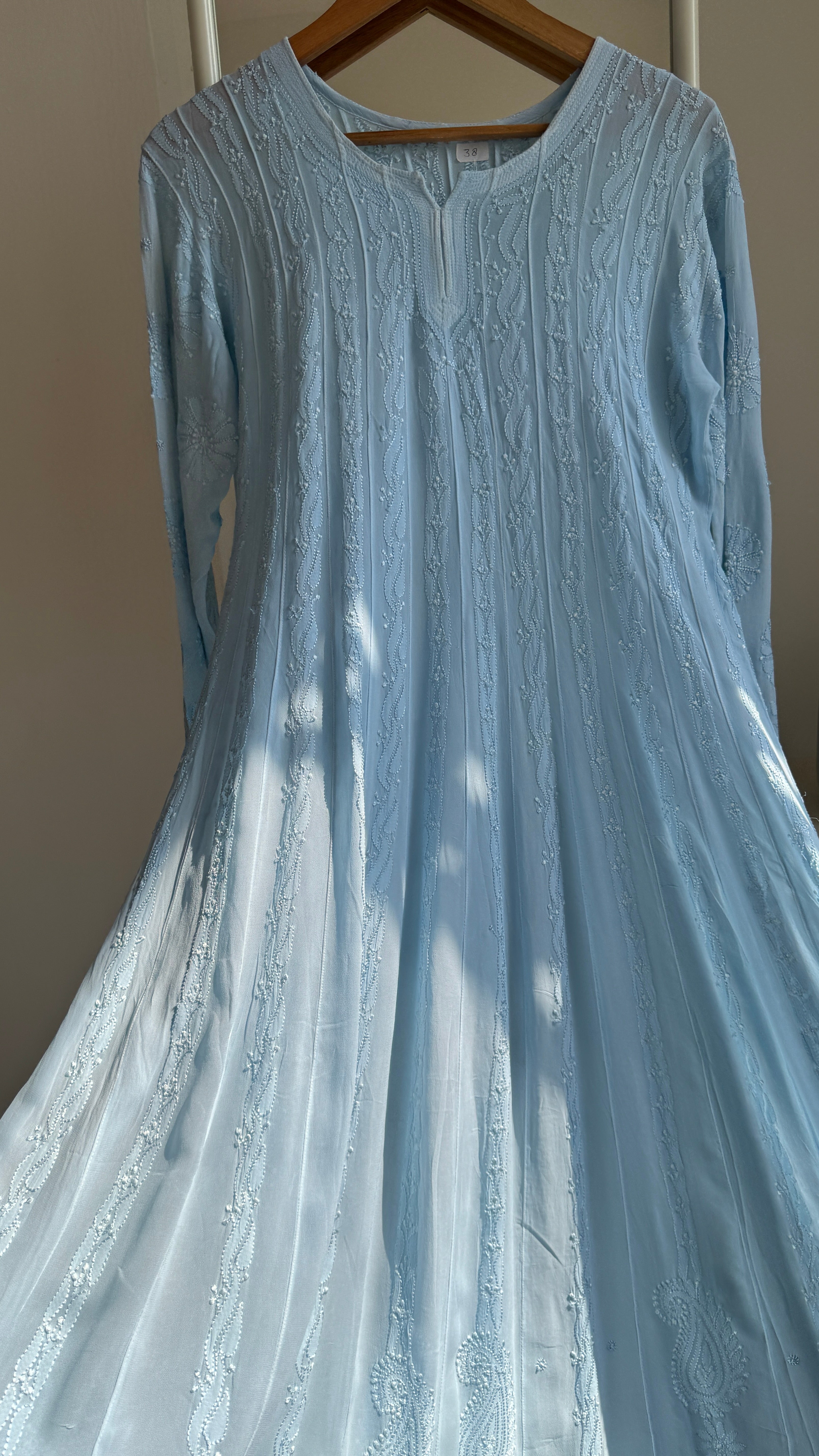 Viscose Chikankari Anarkali - Baby Blue