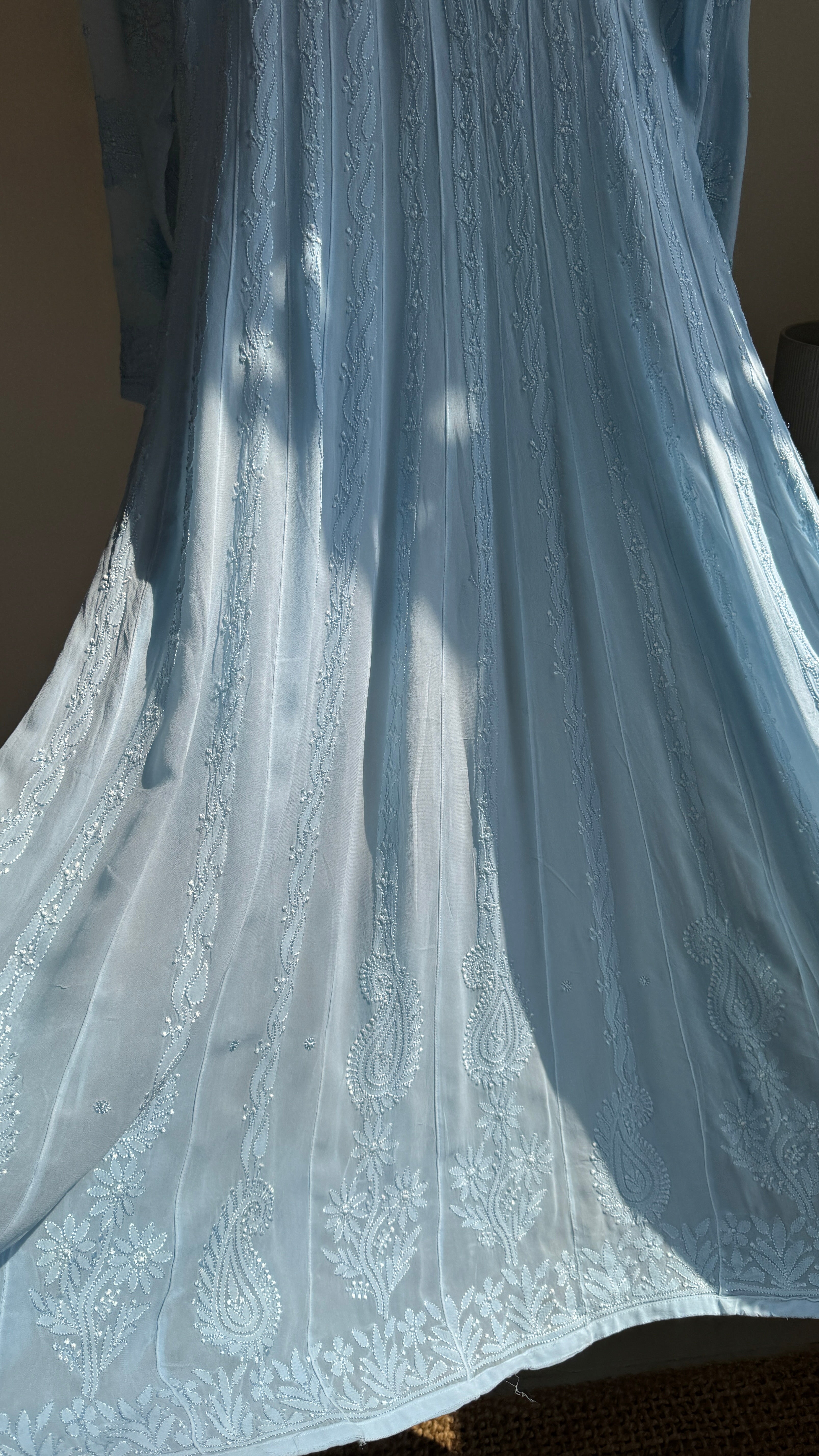 Viscose Chikankari Anarkali - Baby Blue