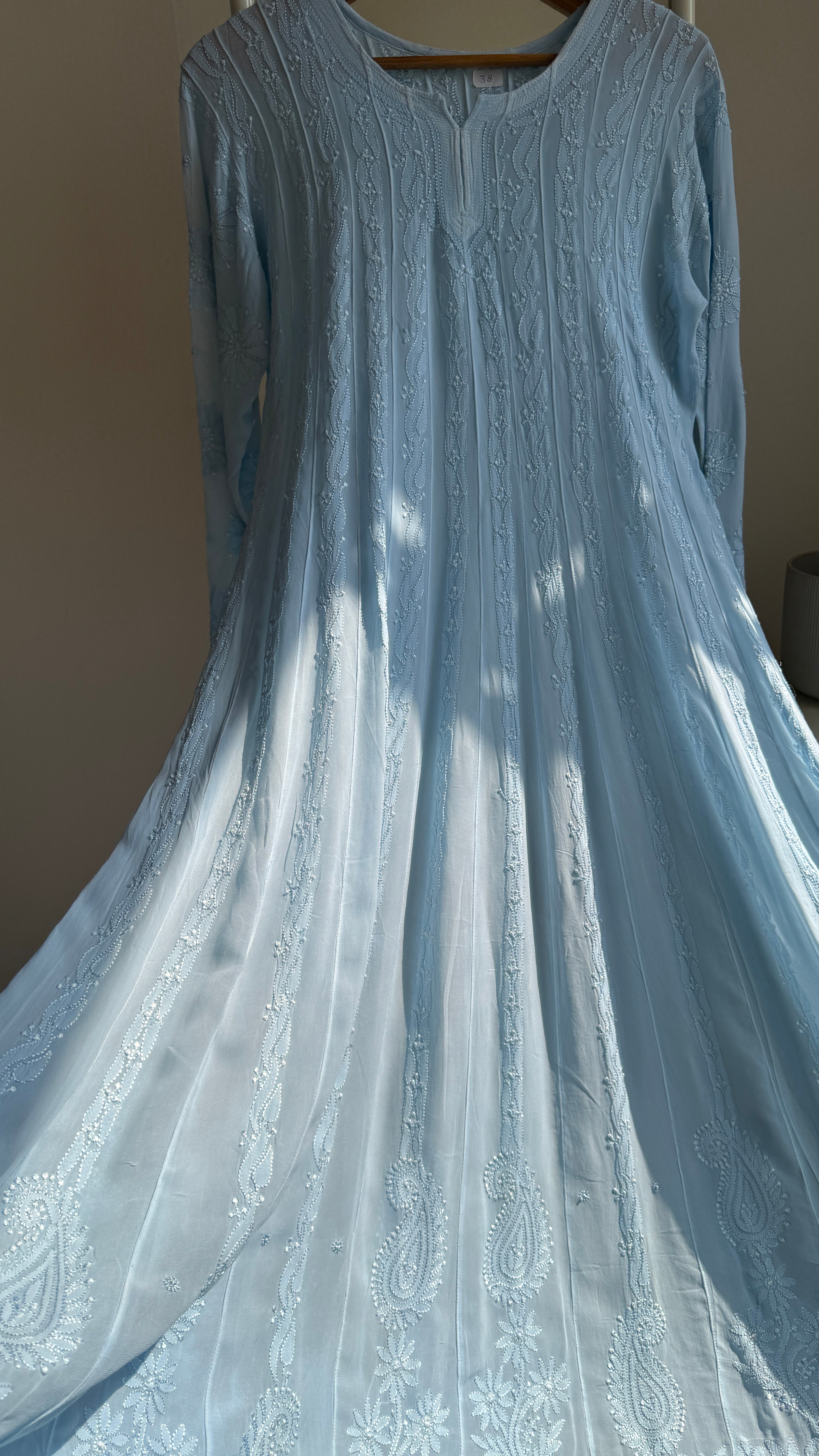 Viscose Chikankari Anarkali - Baby Blue