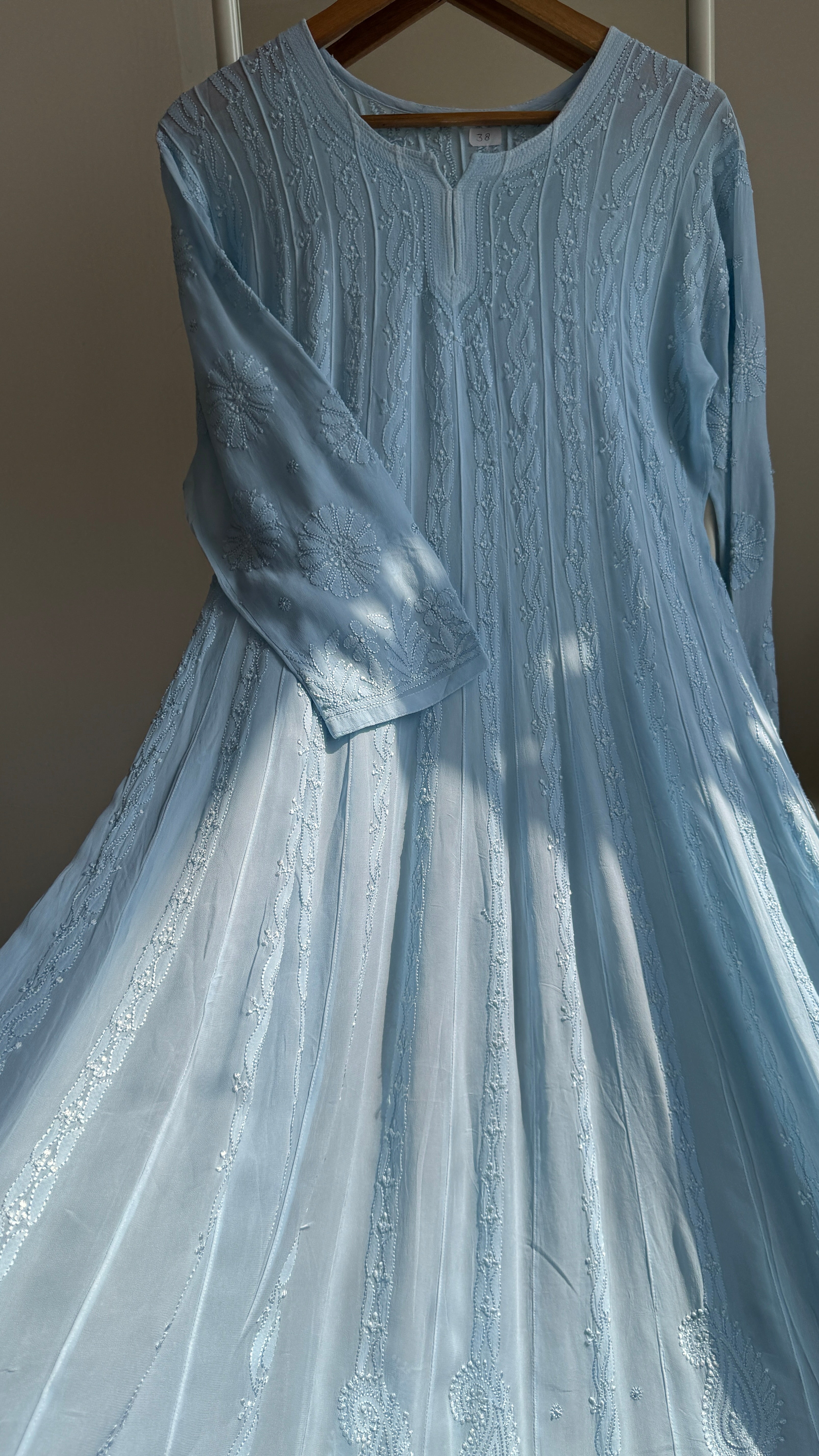 Viscose Chikankari Anarkali - Baby Blue