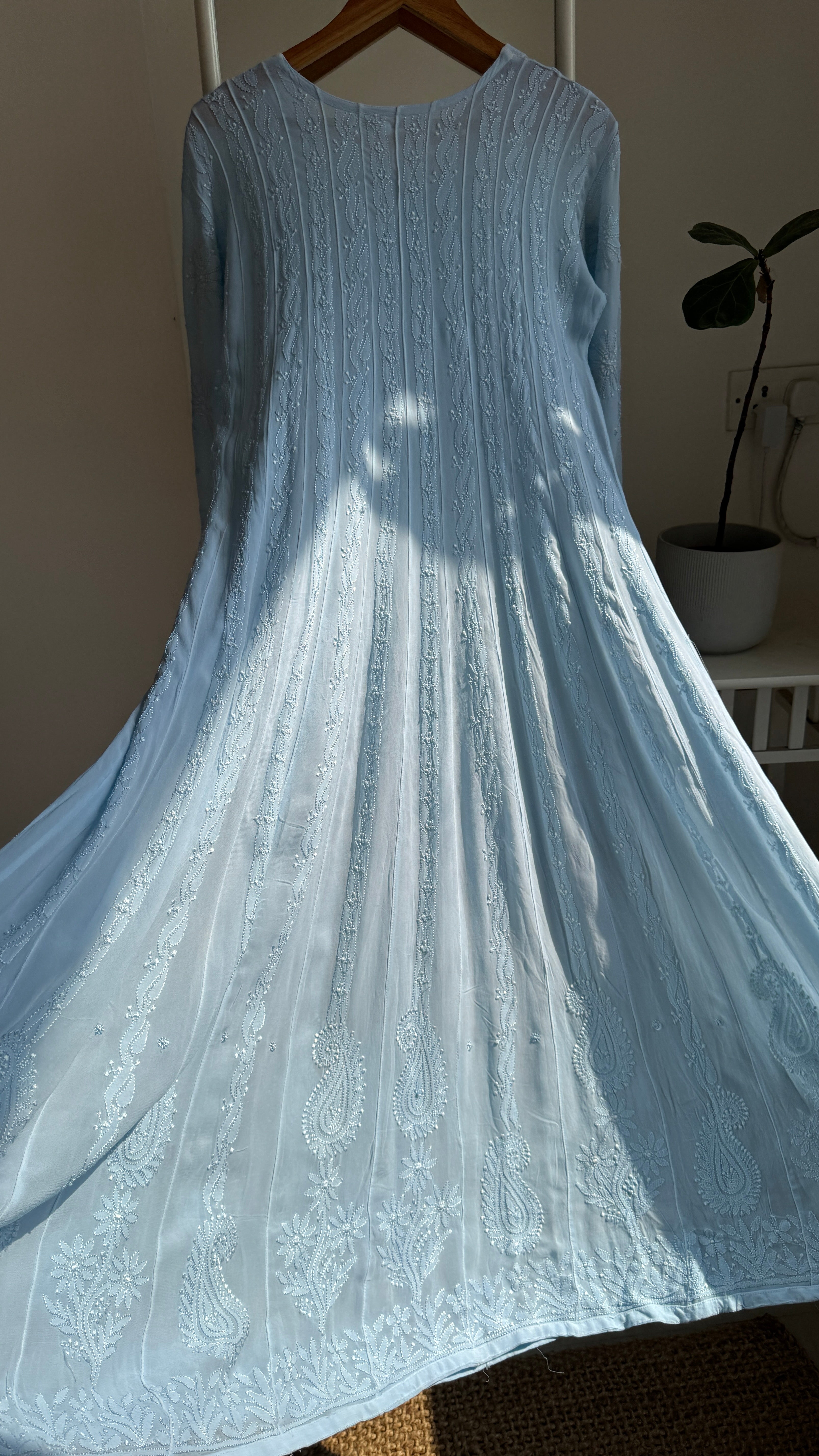 Viscose Chikankari Anarkali - Baby Blue